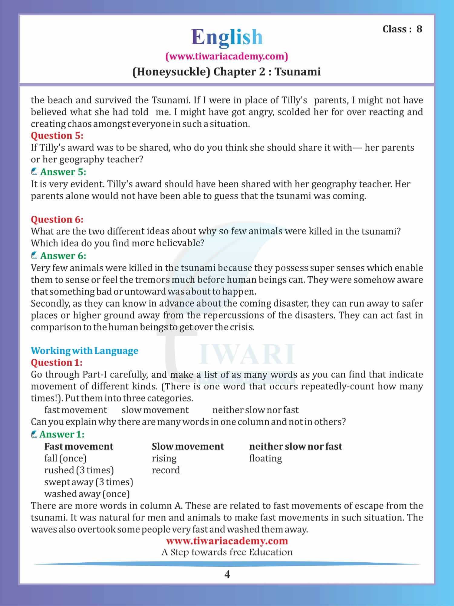 What is tsunami class 9 answer