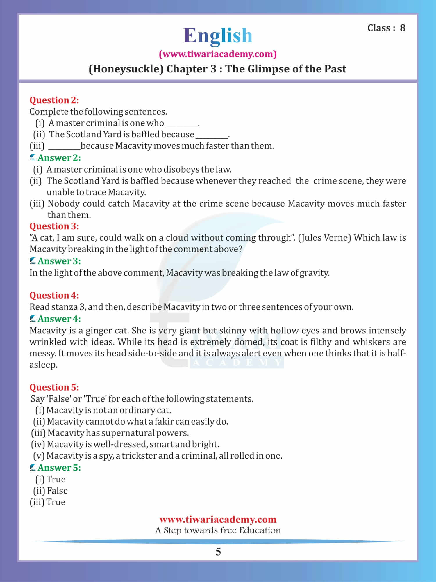 Class 8 English Honeydew Chapter 3 pdf