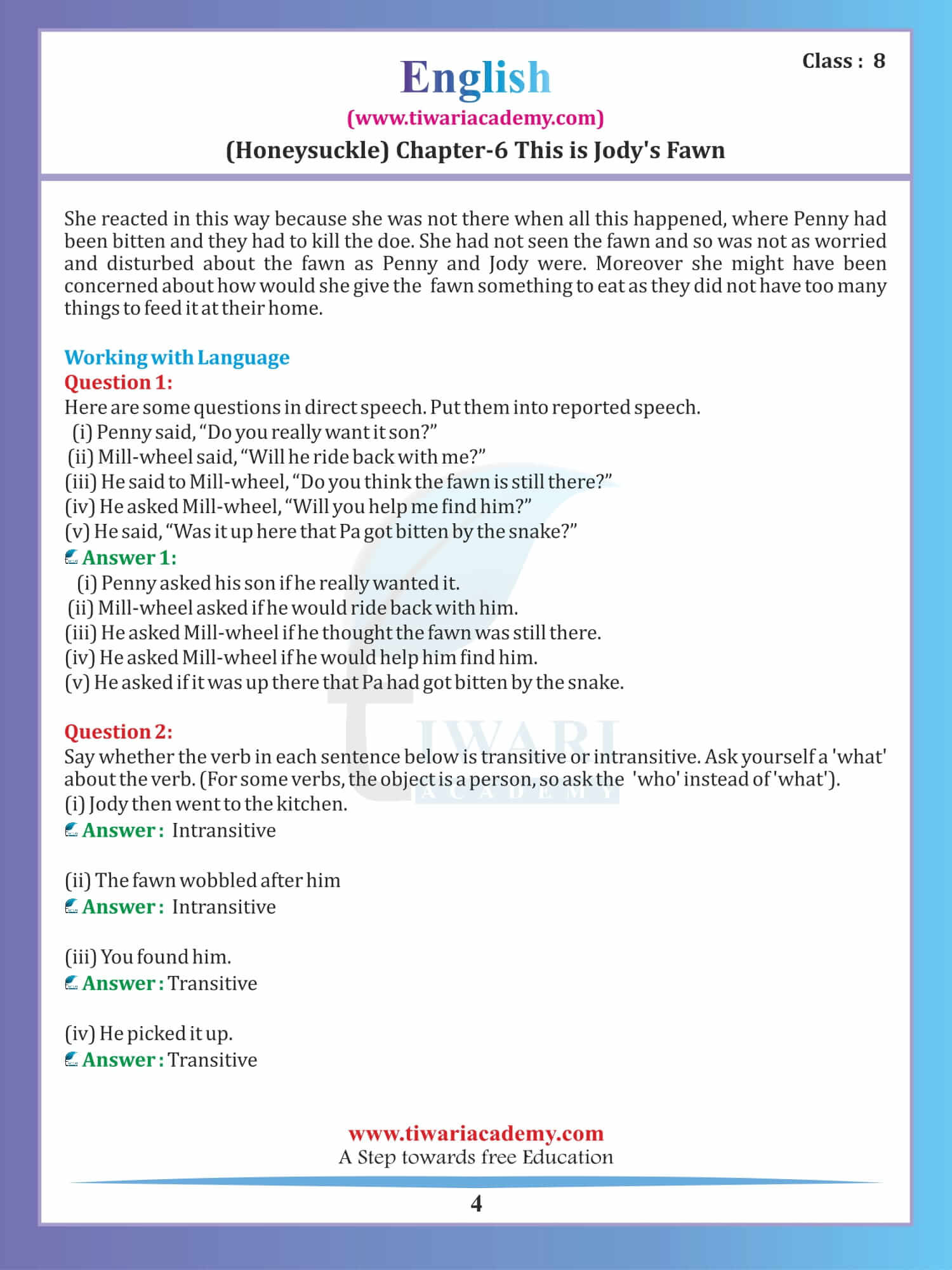 Class 8 English Honeydew Chapter 6