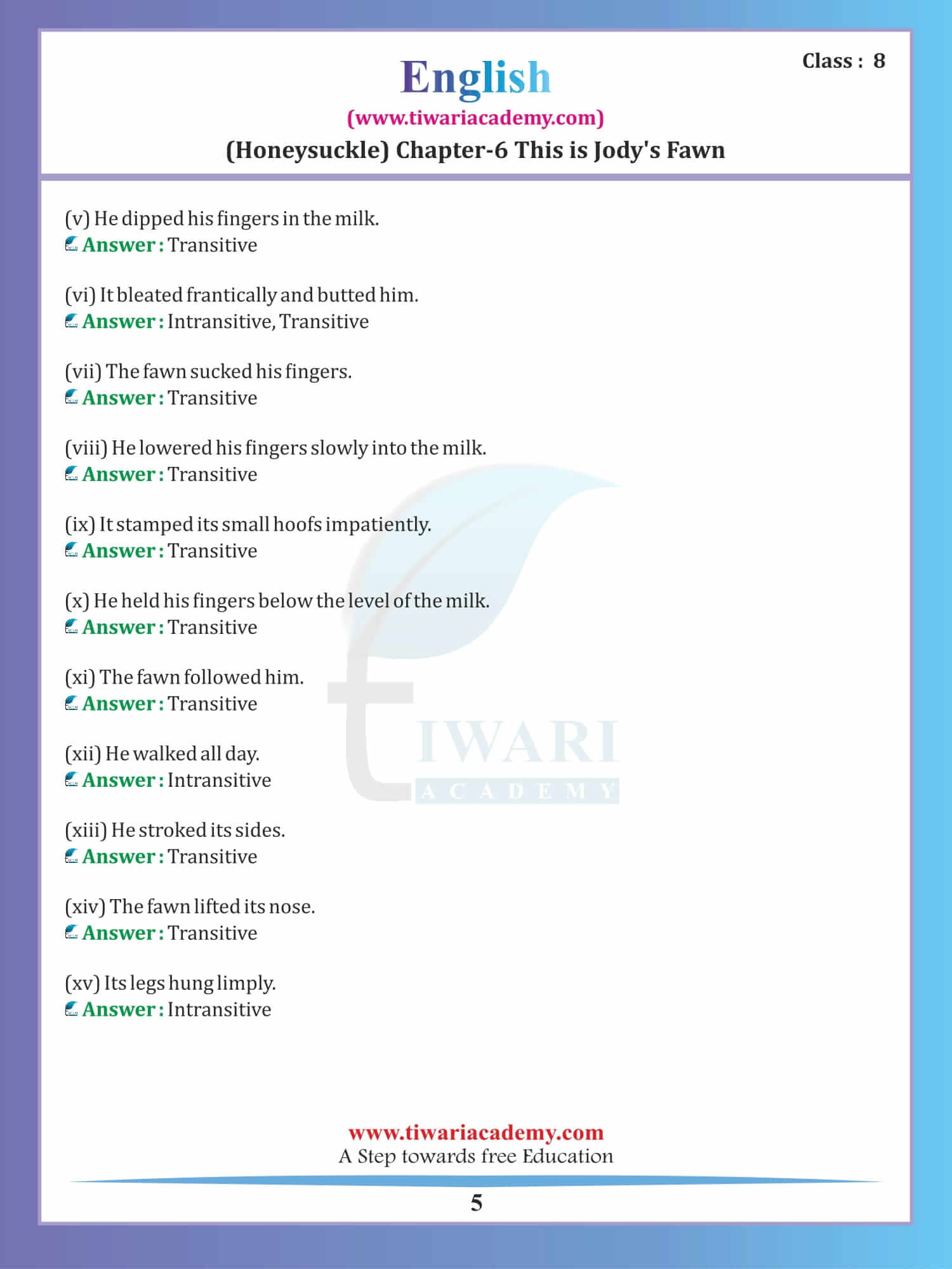 Class 8 English Honeydew Chapter 6 NCERT Solutions