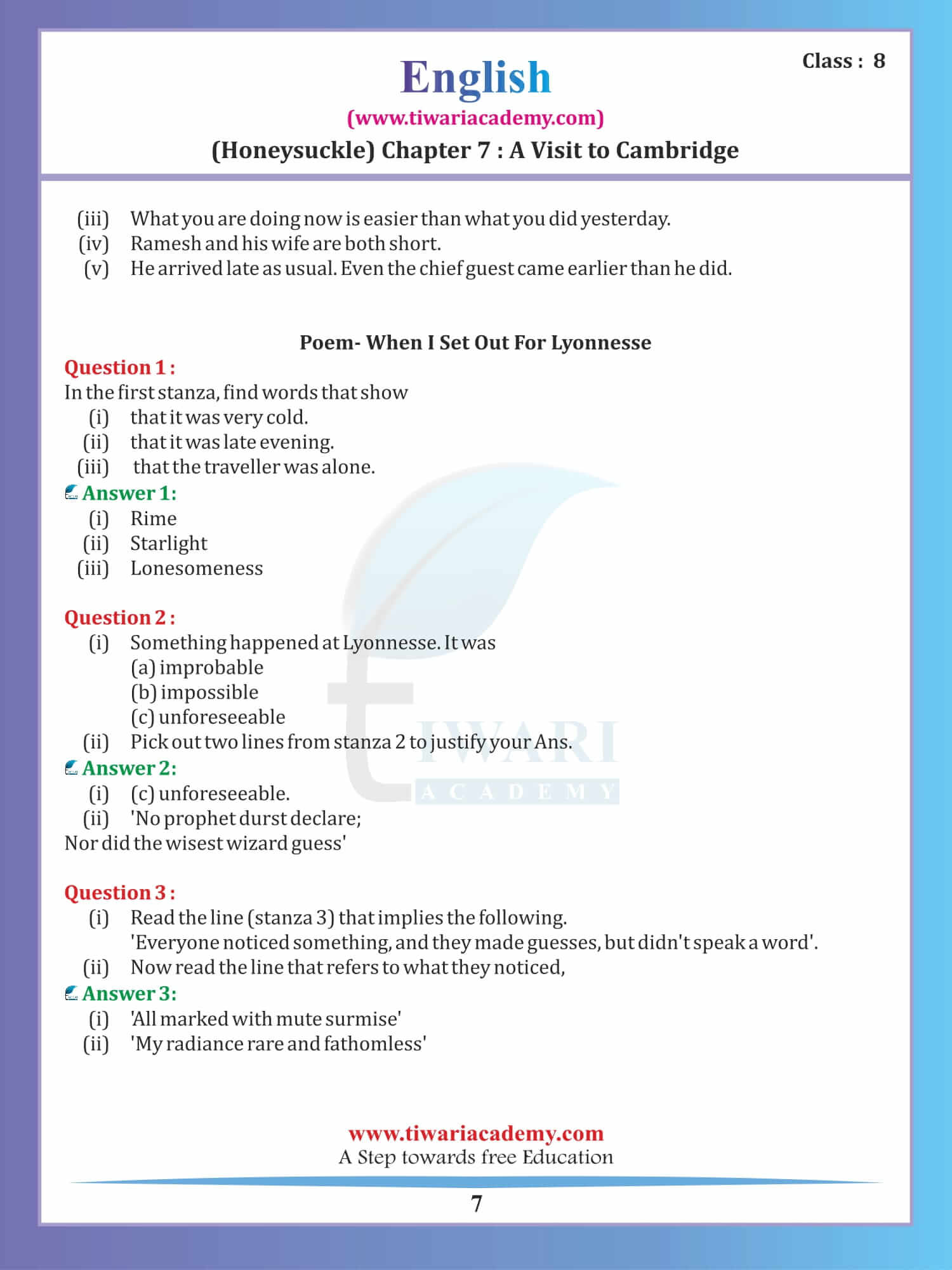 Class 8 English Honeydew Chapter 7 free download