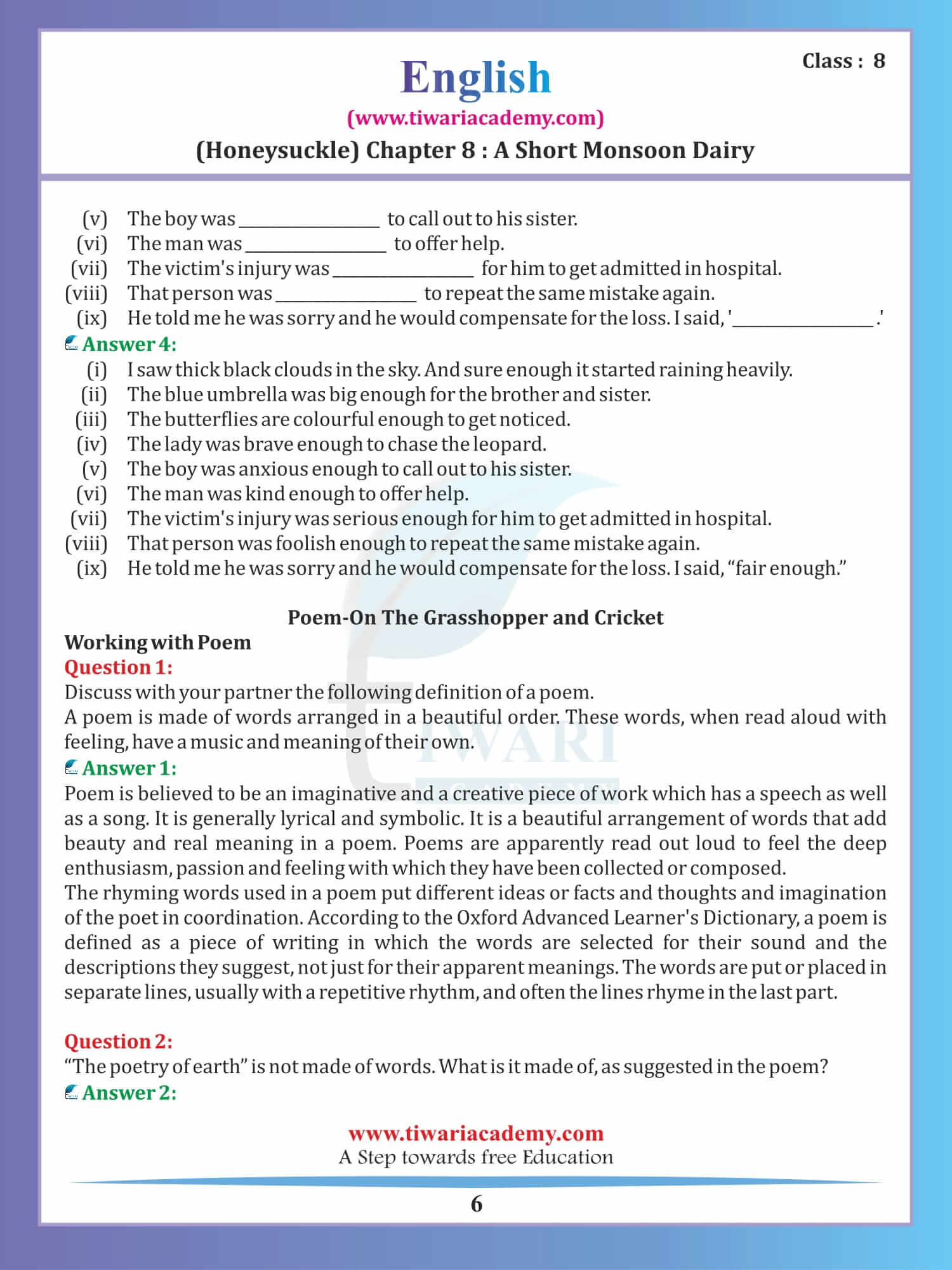 Class 8 English Honeydew Chapter 8 pdf