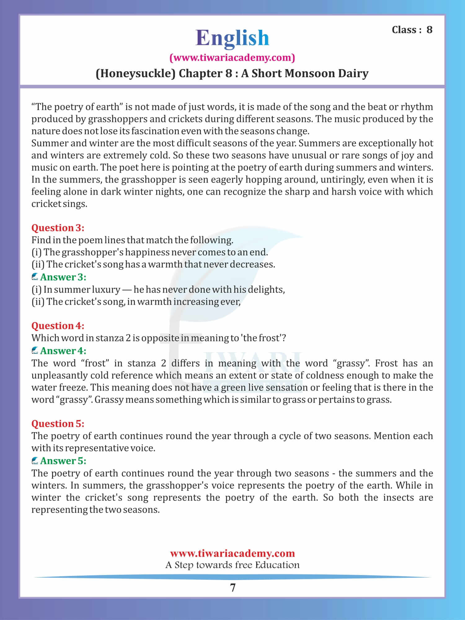 Class 8 English Honeydew Chapter 8 free download