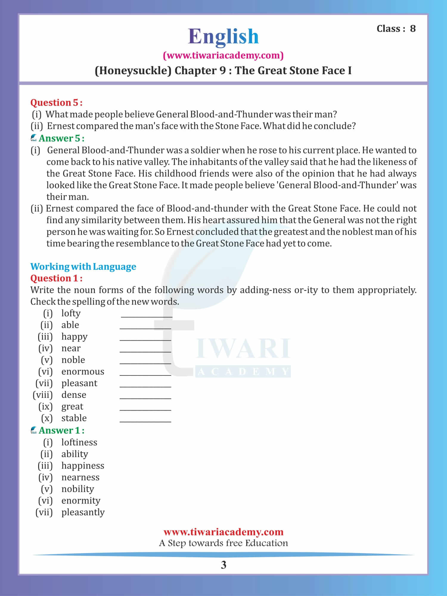 Class 8 English Honeydew Chapter 9 NCERT Solutions