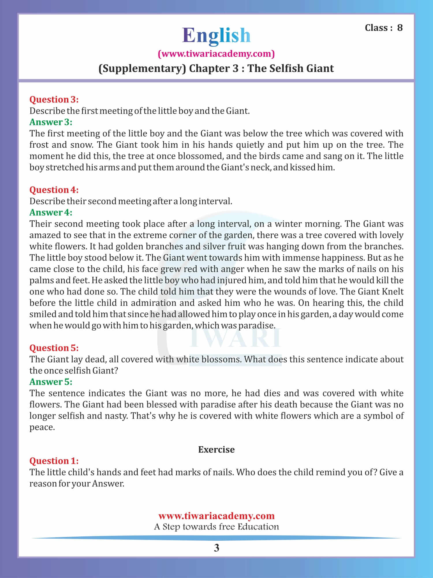 Class 8 English Supplementary Reader It So Happened Chapter 3