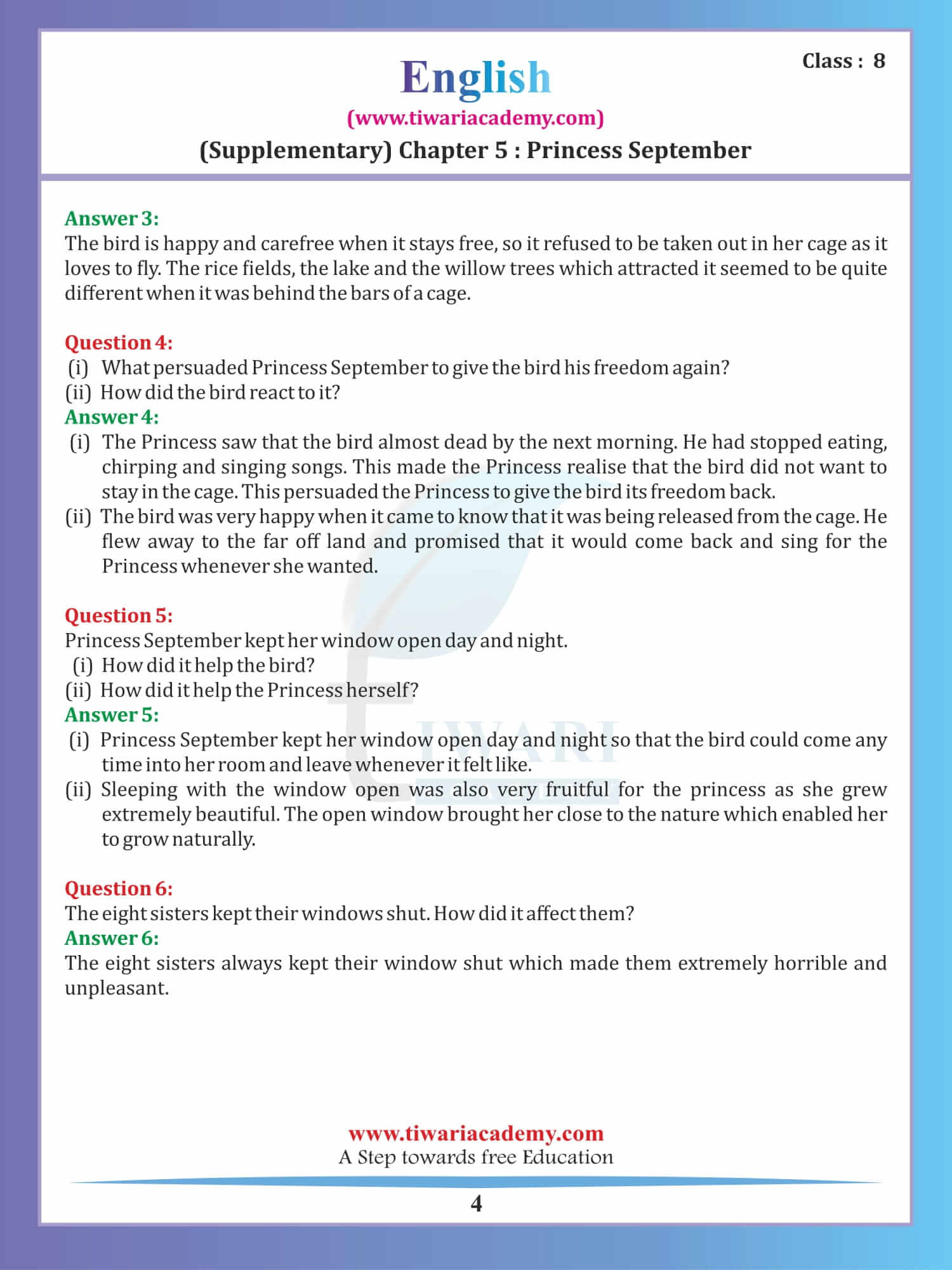 Class 8 English Supplementary Reader It So Happened Chapter 5 question answers