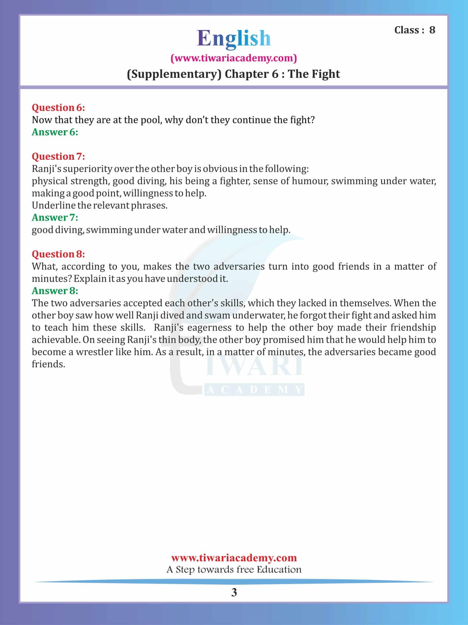 Class 8 English Supplementary Reader It So Happened Chapter 6