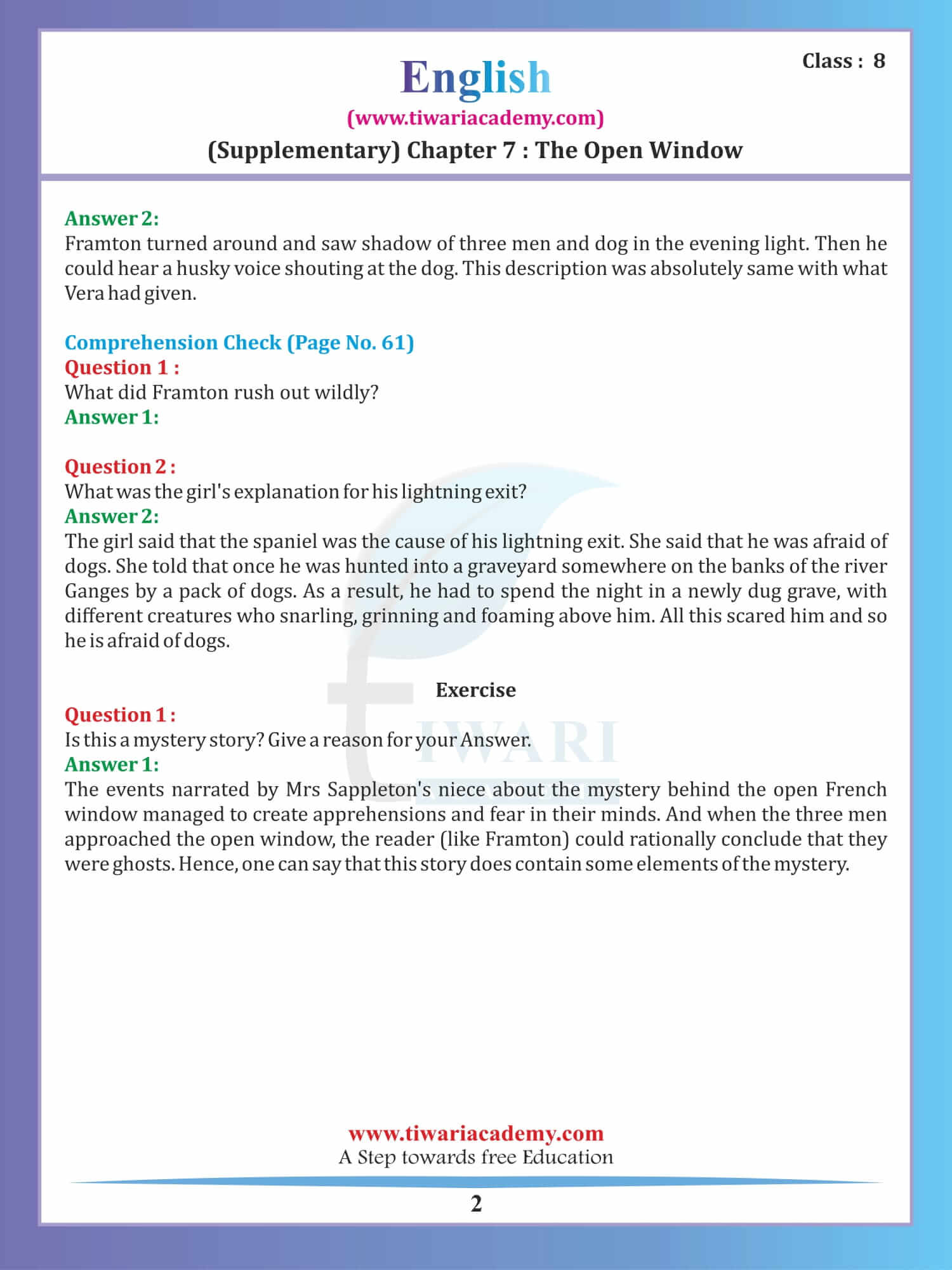 Class 8 English Supplementary Reader It So Happened Chapter 7