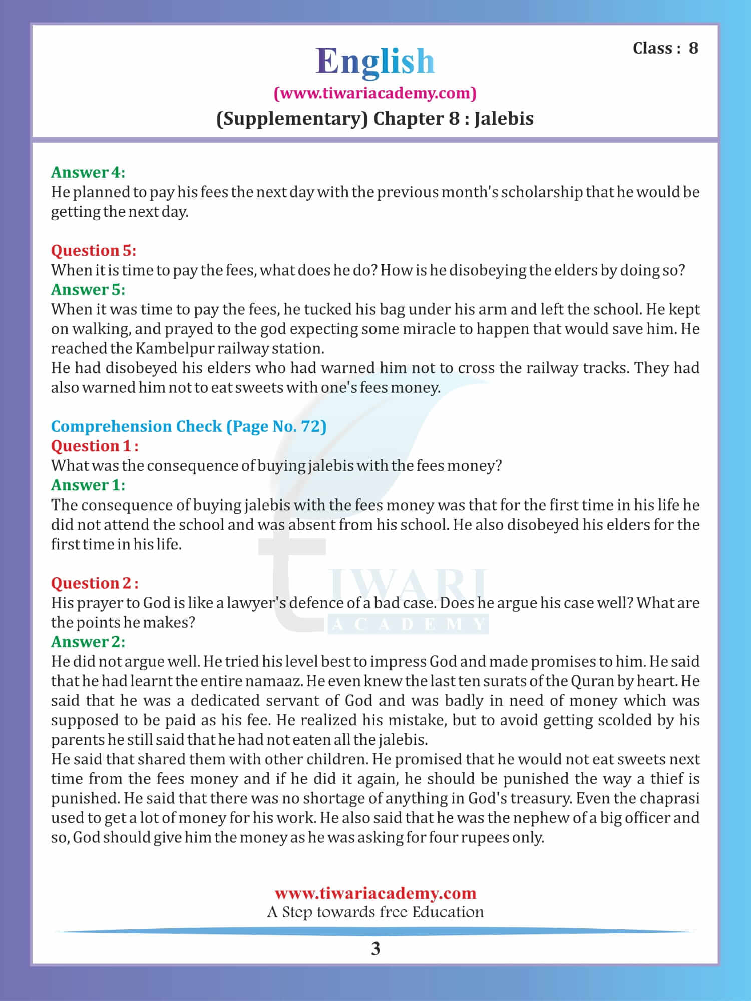 Class 8 English Supplementary Reader It So Happened Chapter 8