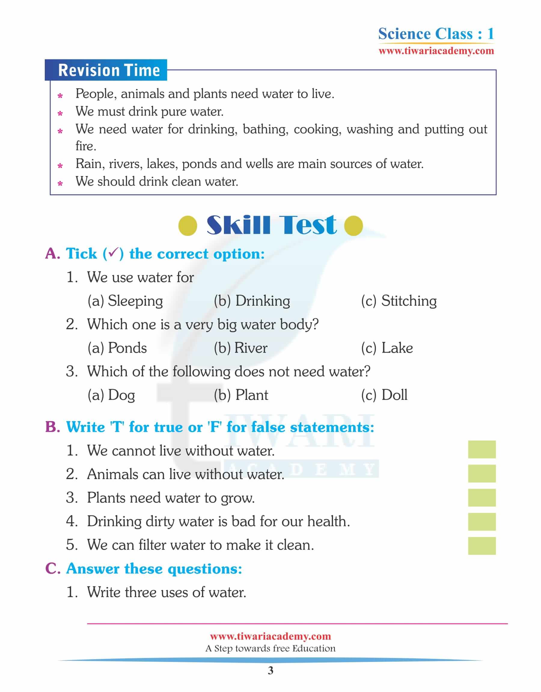 Class 1 Science Chapter 10 Free Download