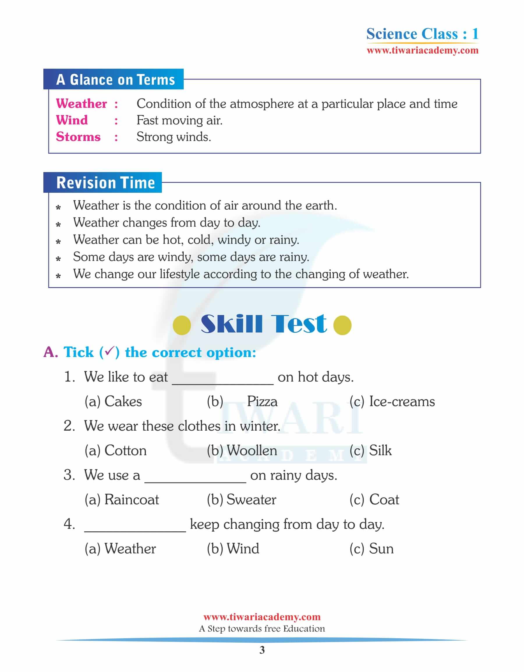 Class 1 Science Chapter 11 in PDF