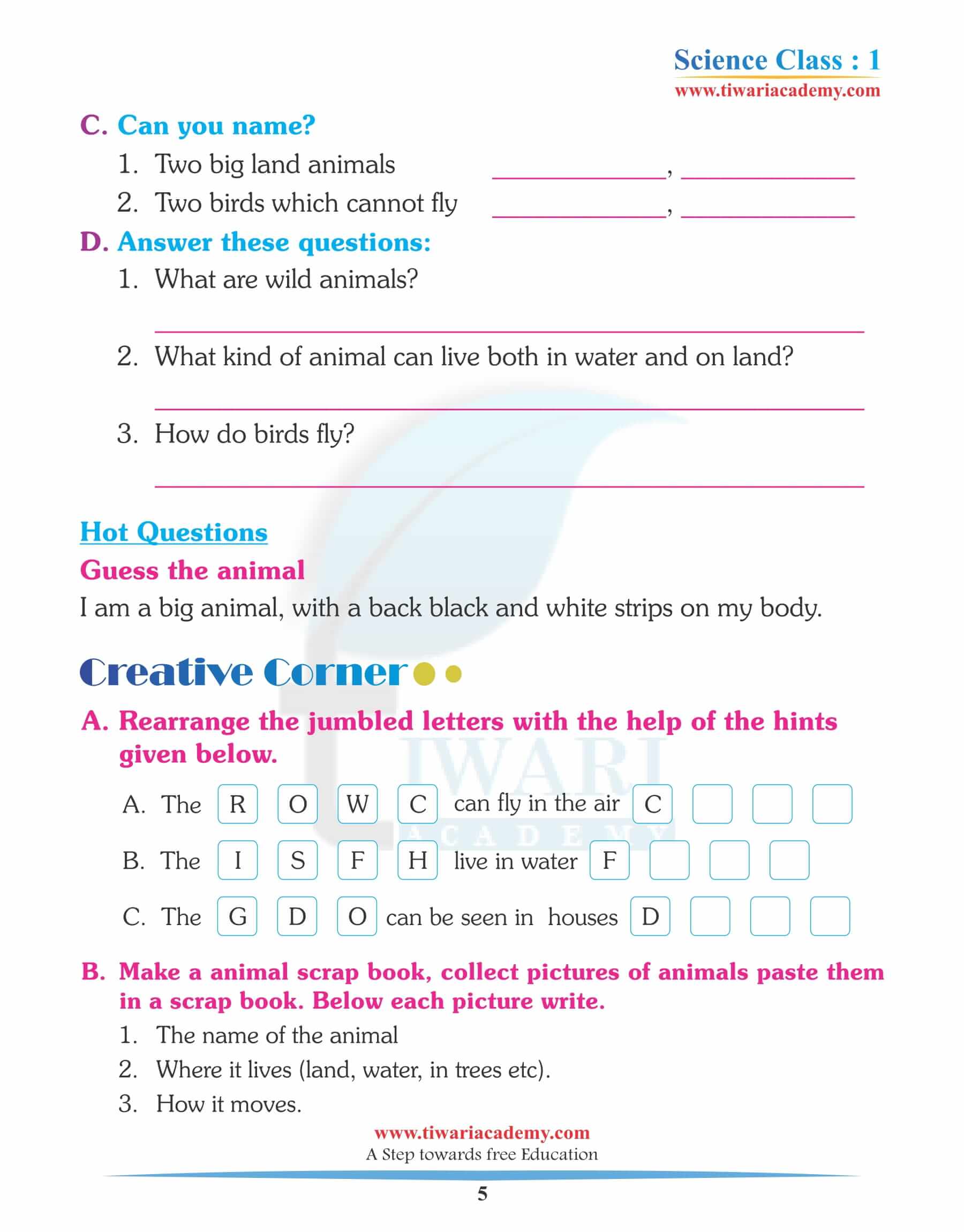 Class 1 Science Chapter 3 pdf