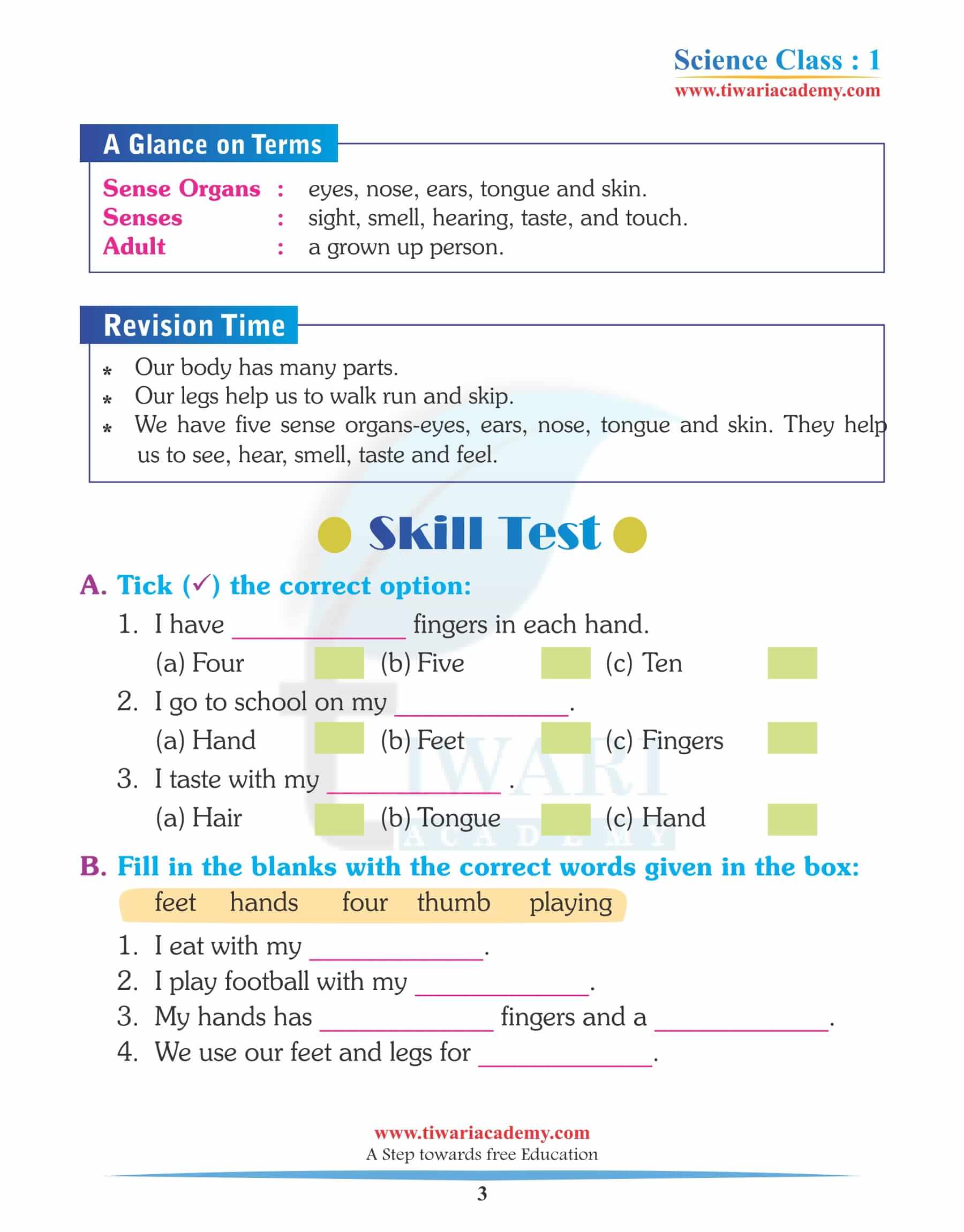 Class 1 Science Chapter 5 in PDF