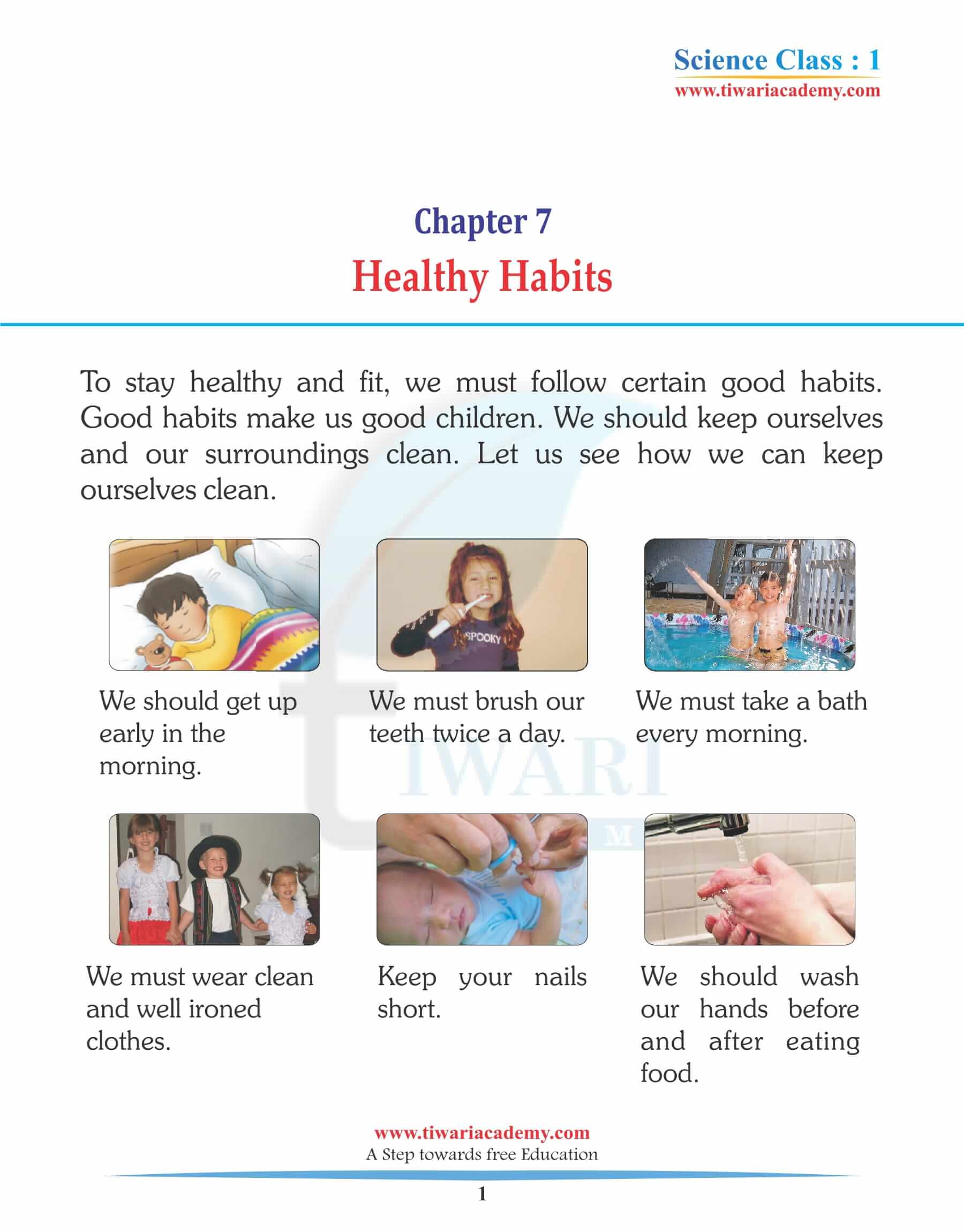 Class 1 Science Chapter 7 Healthy Habits Solutions