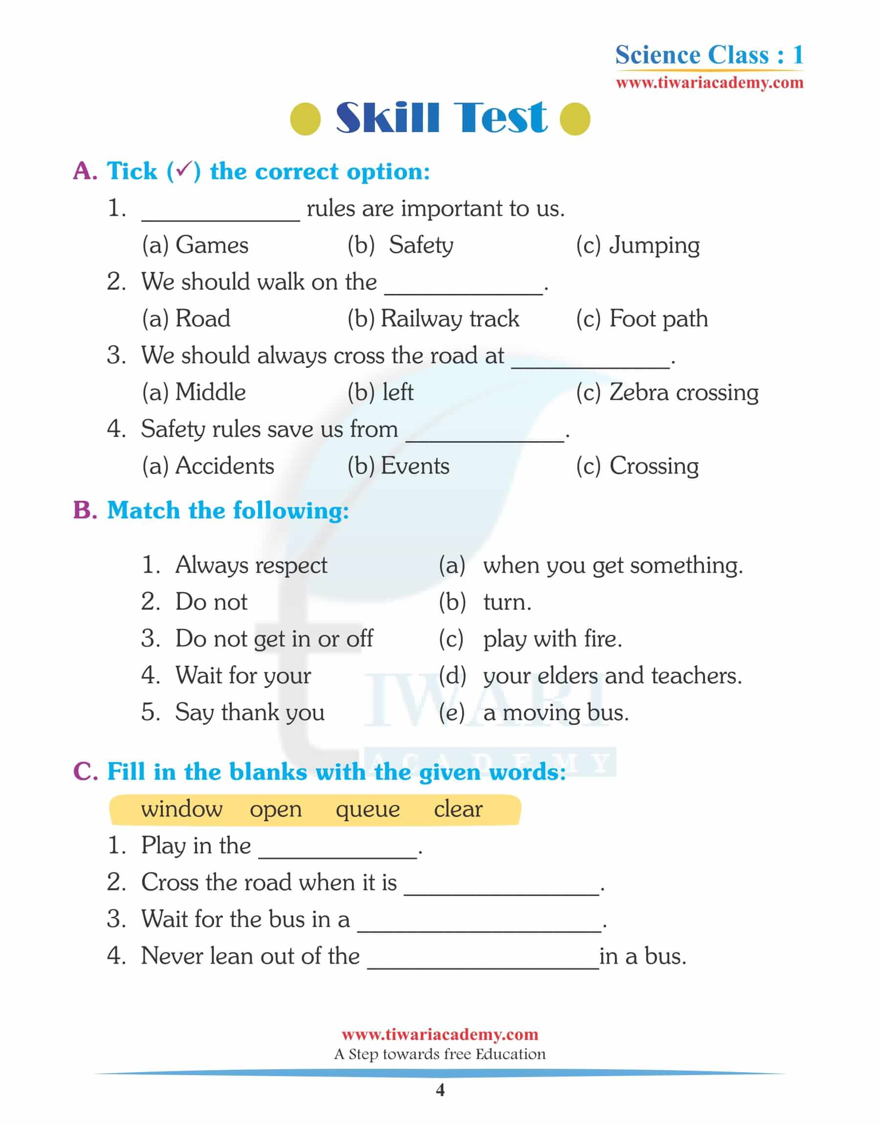 Class 1 Science Chapter 8 free download