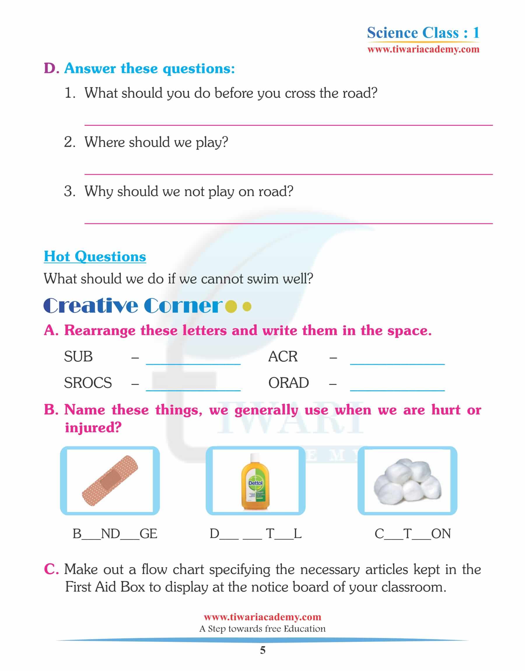 Class 1 Science Chapter 8 question answers