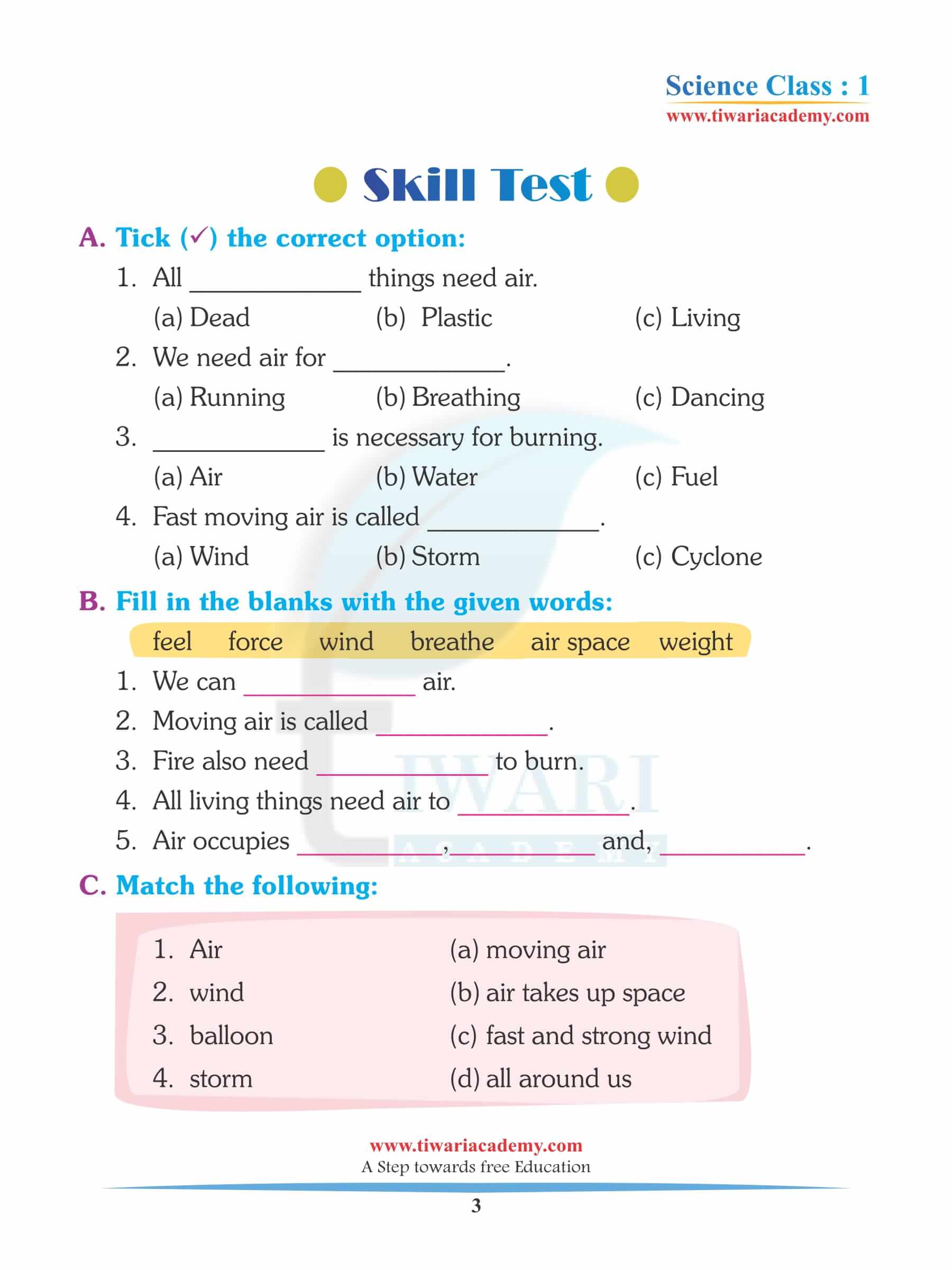 Class 1 Science Chapter 9 in PDF