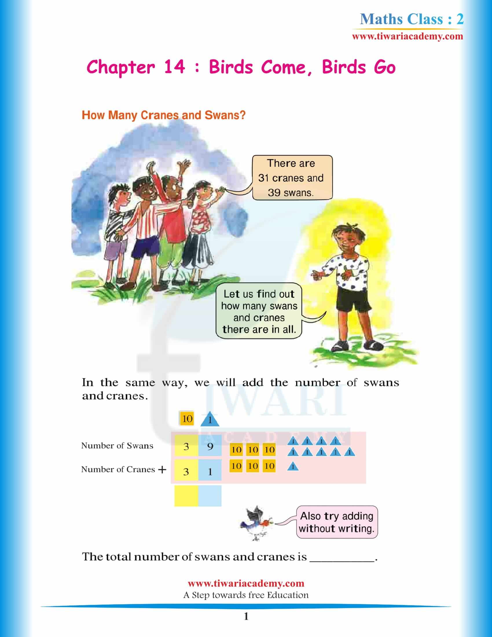 NCERT Solutions for Class 2 Maths Chapter 14 Birds Come, Birds Go