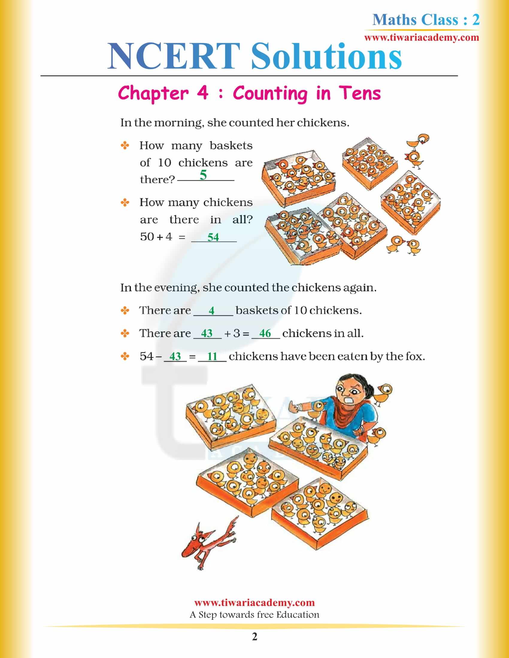 NCERT Solutions for Class 2 Maths Chapter 4 in PDF