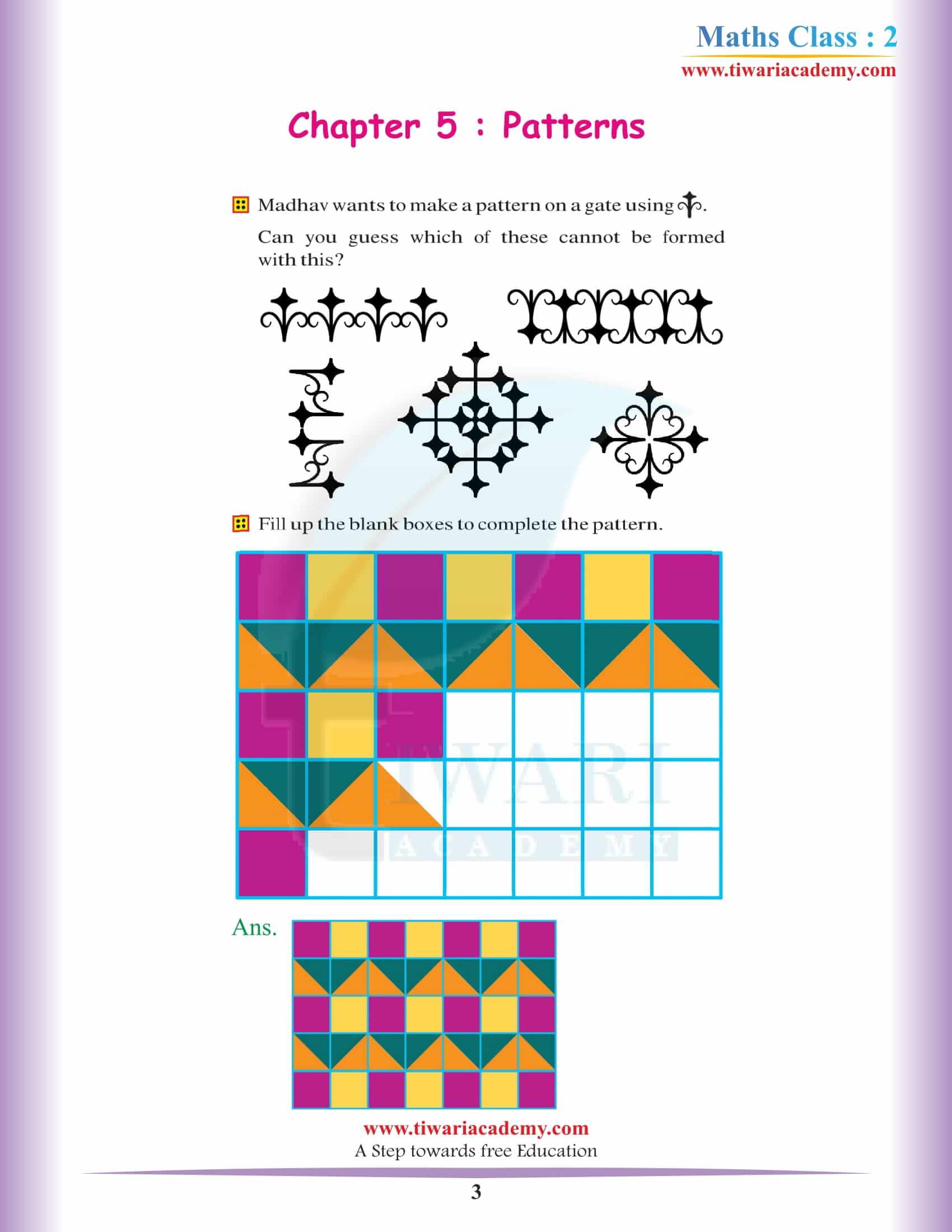 NCERT Solutions for Class 2 Maths Chapter 5 Patterns in PDF