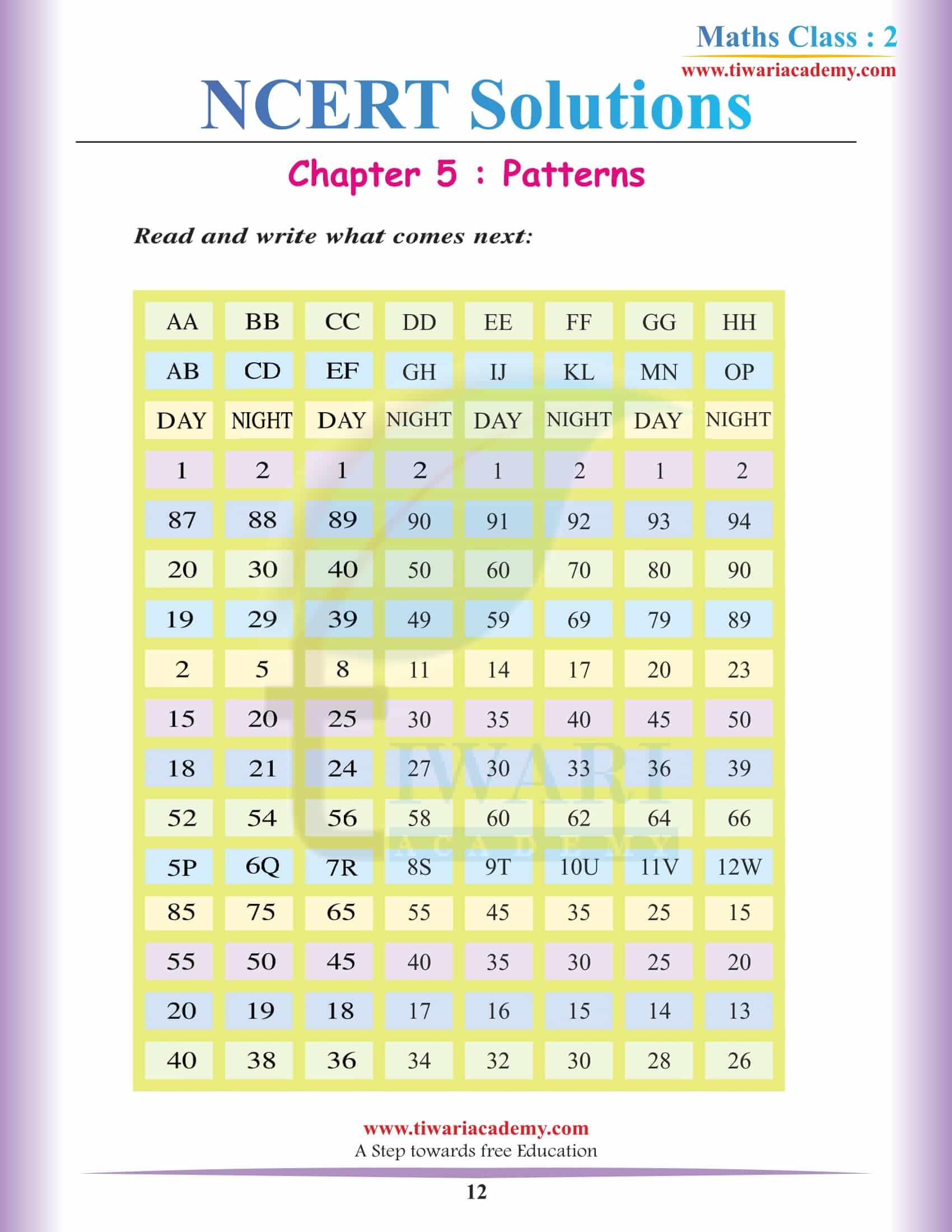 Class 2nd Maths Chapter 5 question answers