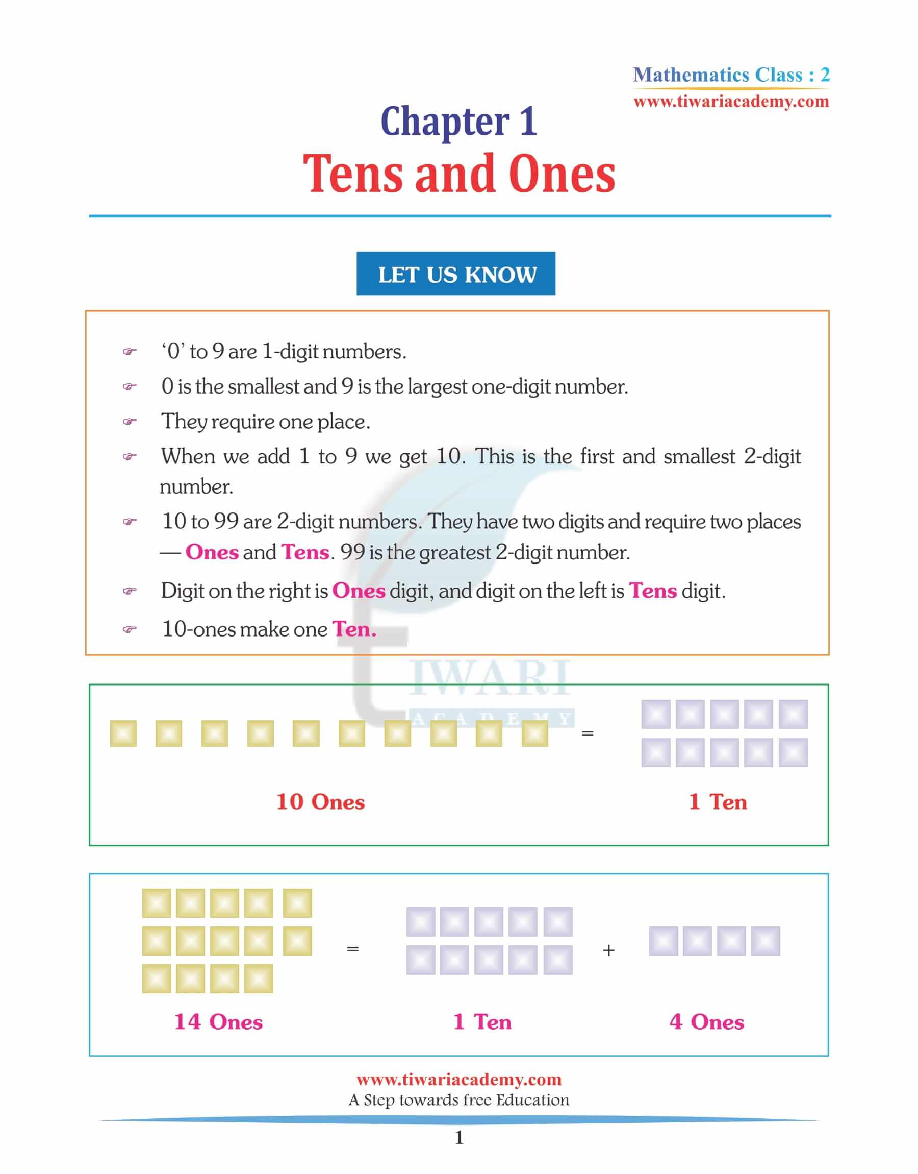 Class 2 Maths Chapter 1 Revision Book