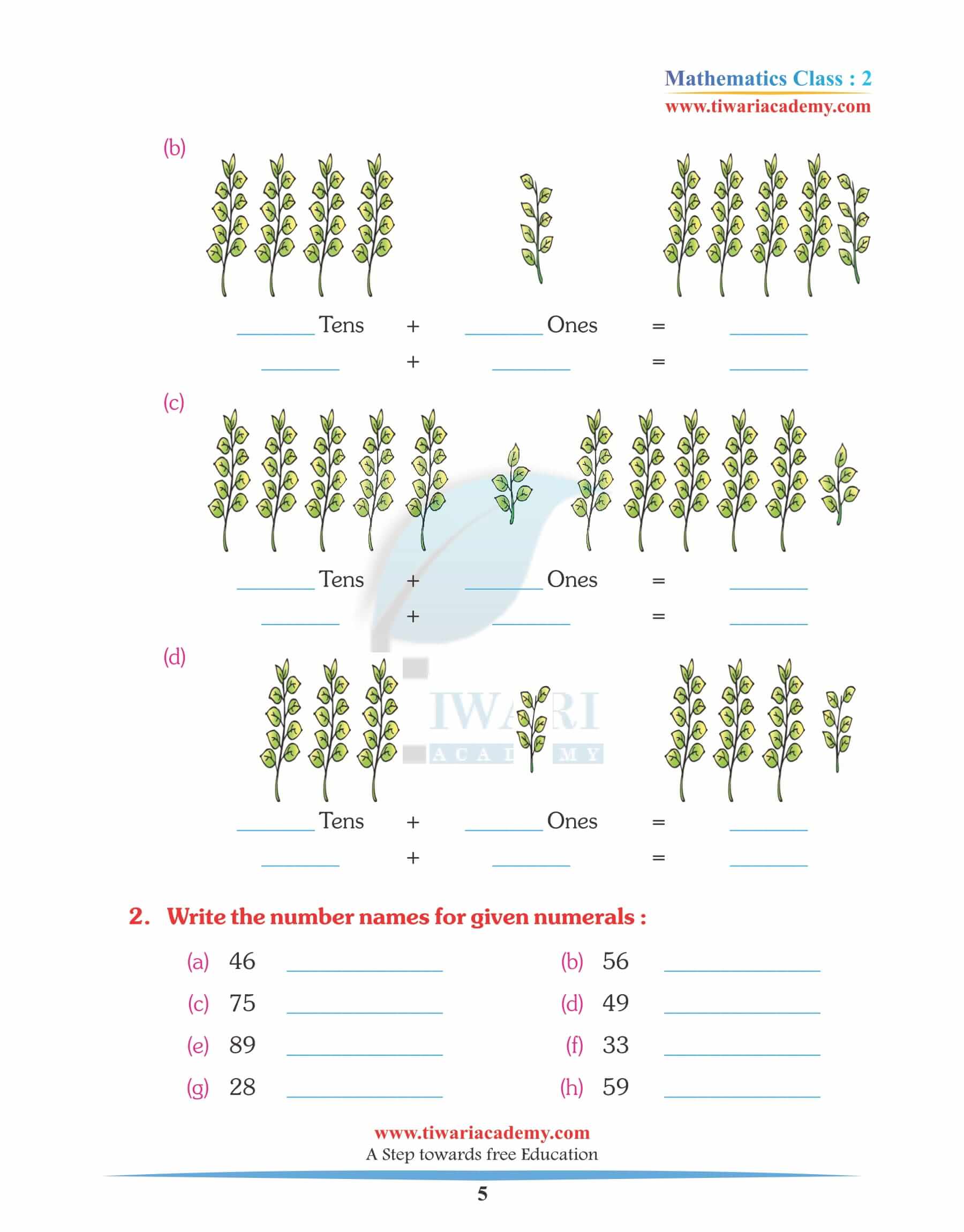 Class 2 Maths Chapter 1 Practice Books