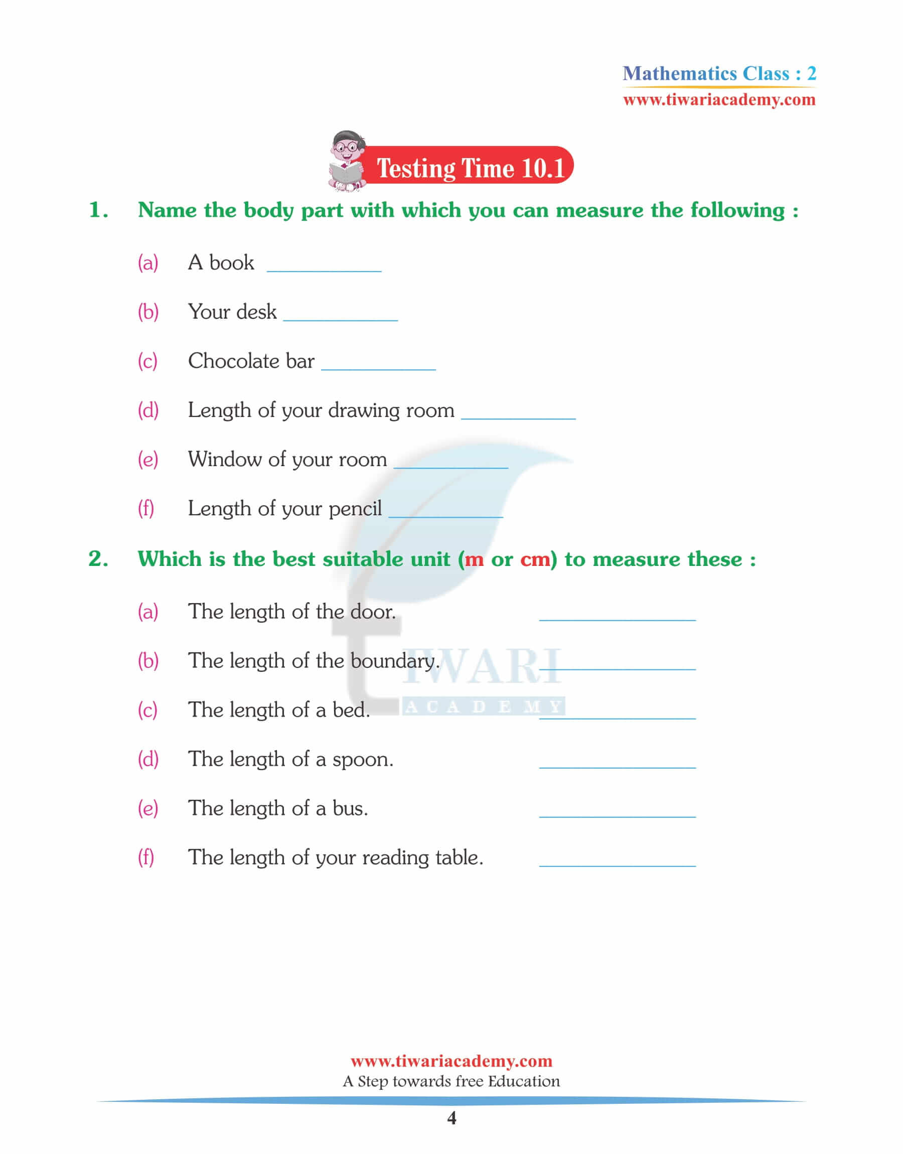 Class 2 Maths Chapter 10 Practice Exercises