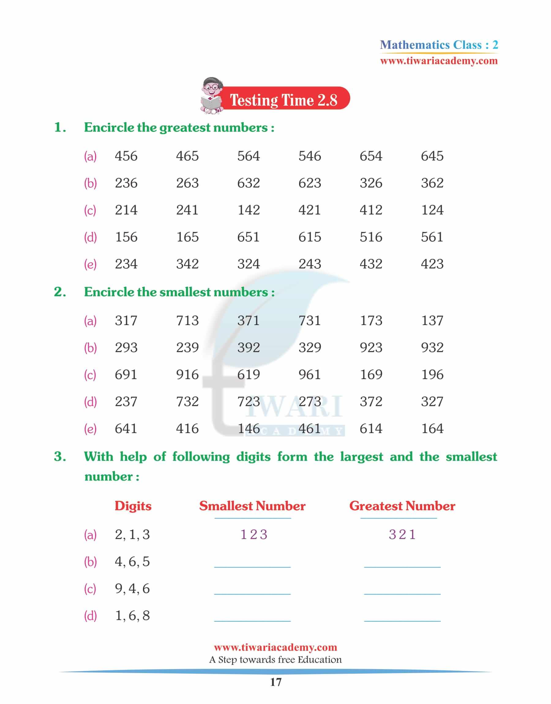 Grade 2 Maths Chapter 2 Revision practice