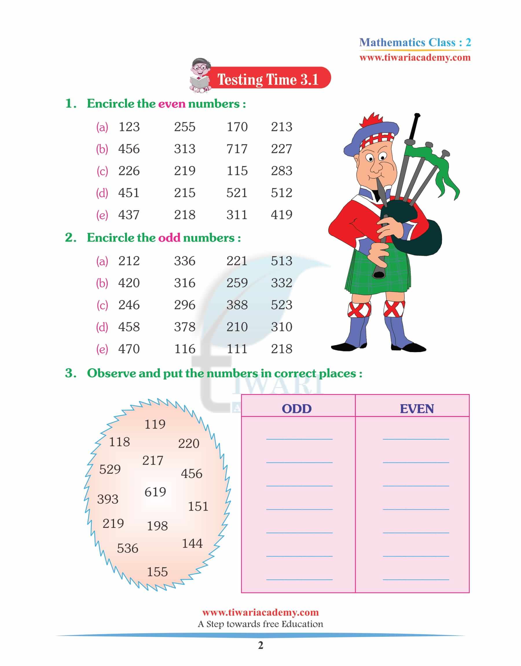 Class 2 Maths Chapter 3 Assignments