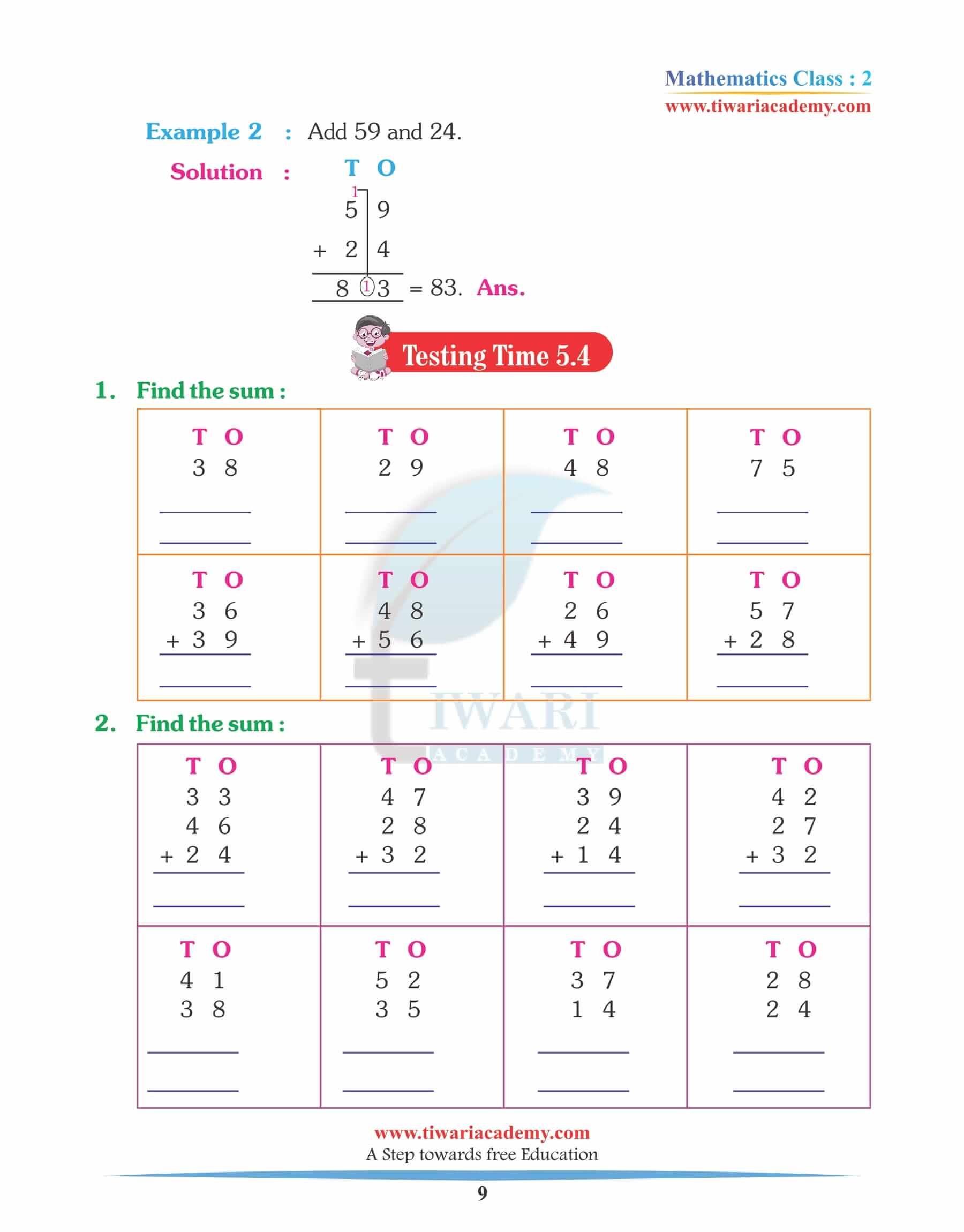 Class 2 Maths Chapter 5 workbook