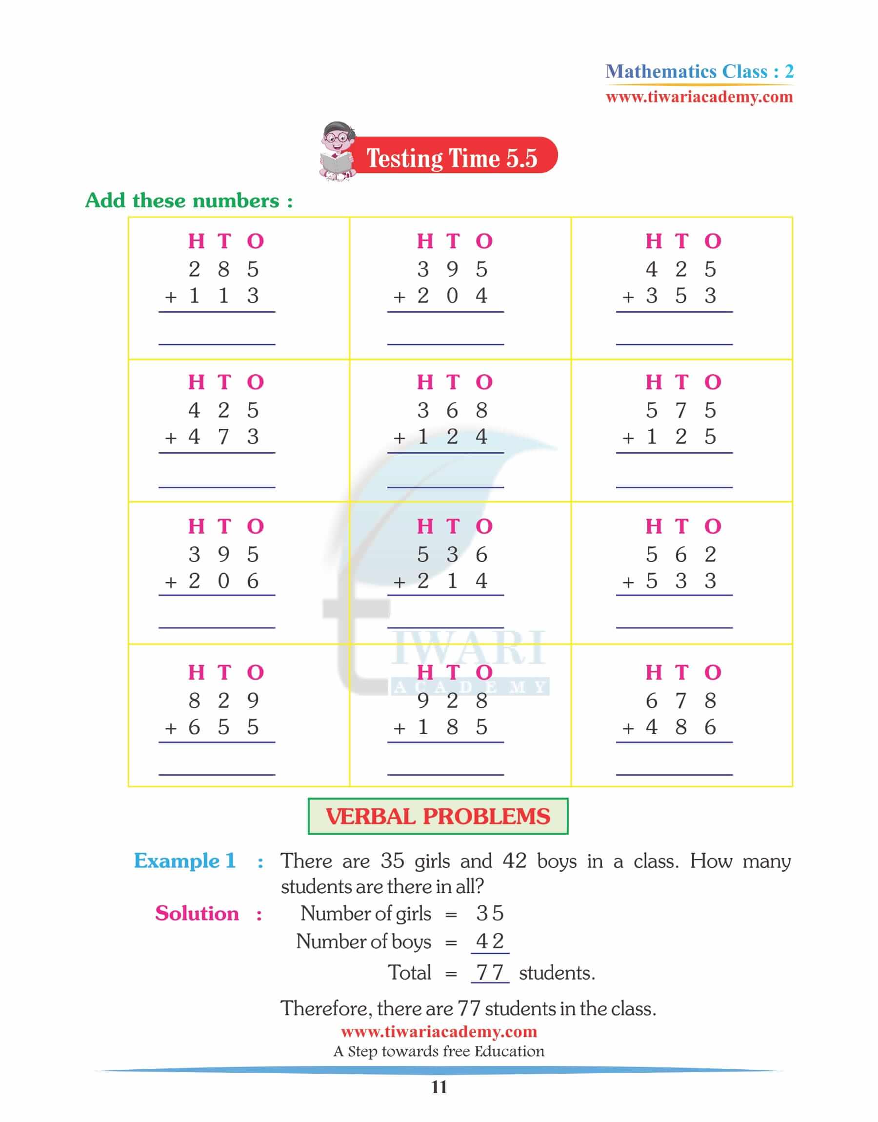 Class 2 Maths Chapter 5 practice papers