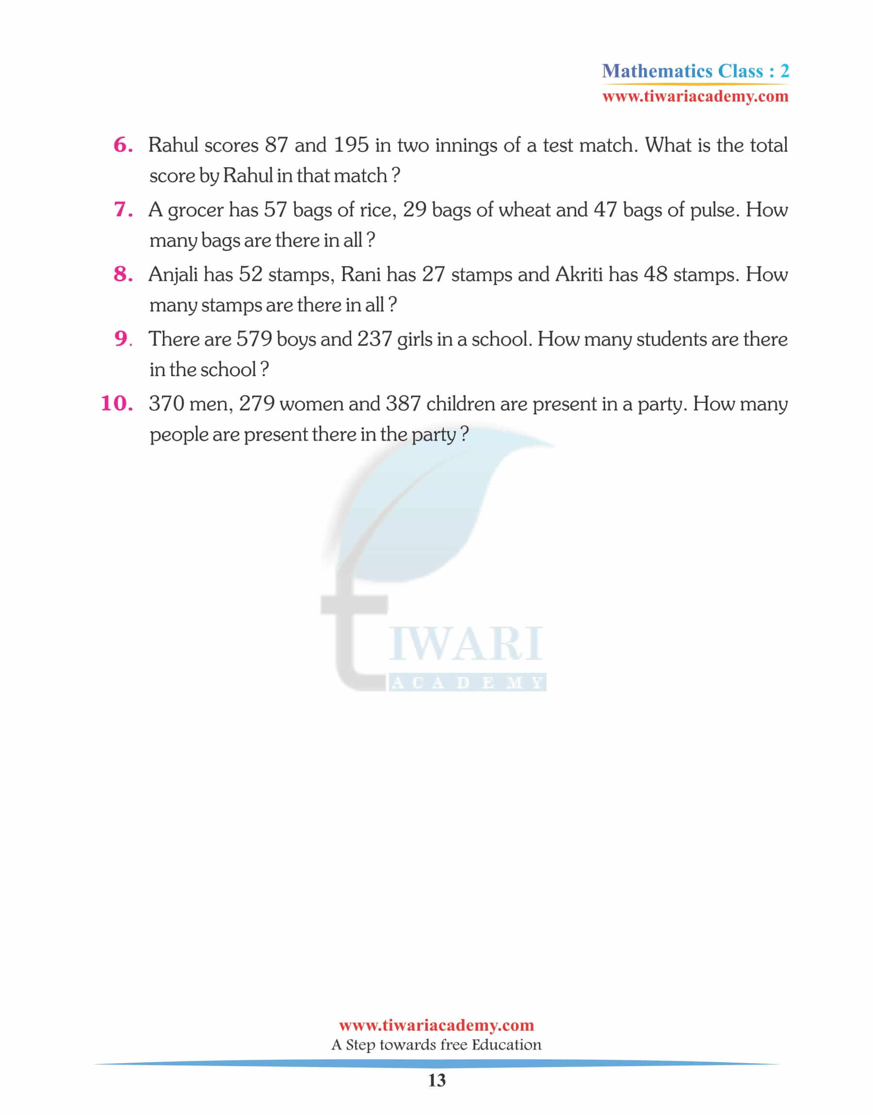 Class 2 Maths Chapter 5 revise