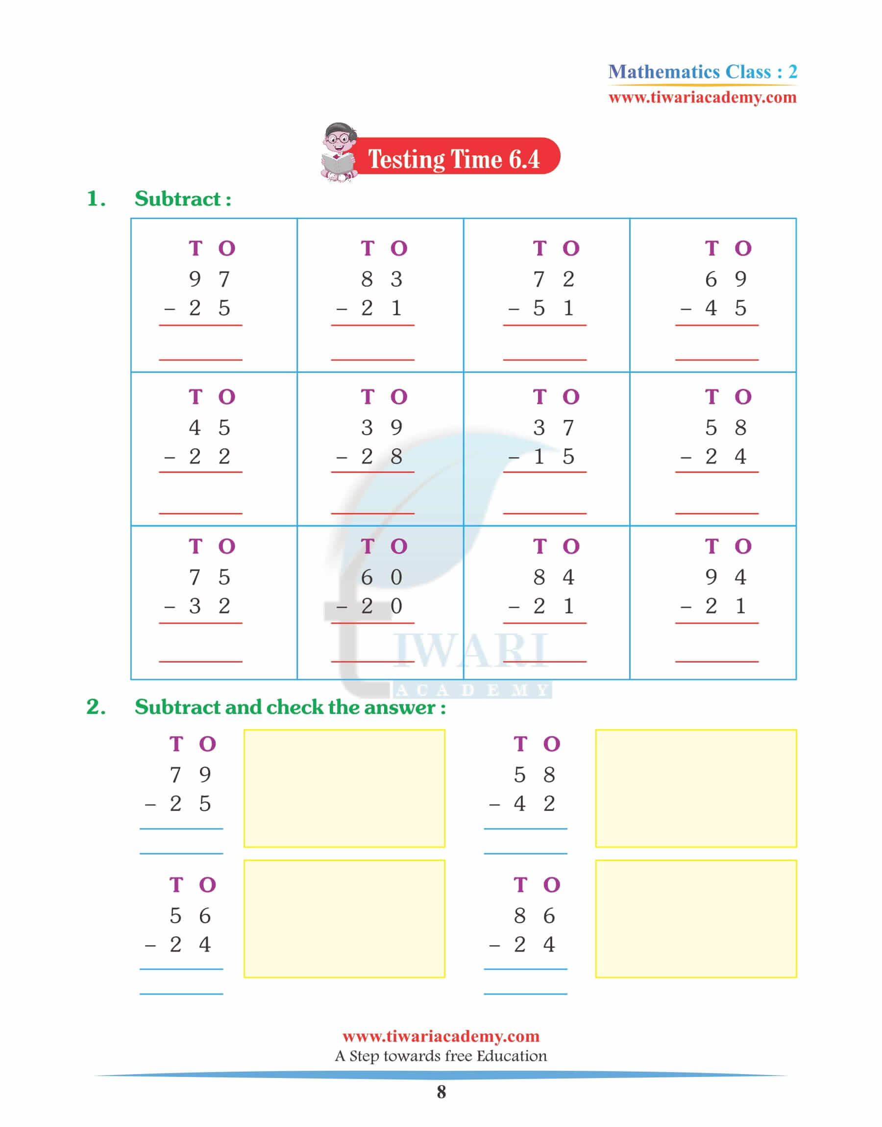 Class 2 Maths Chapter 6 Practice sheets