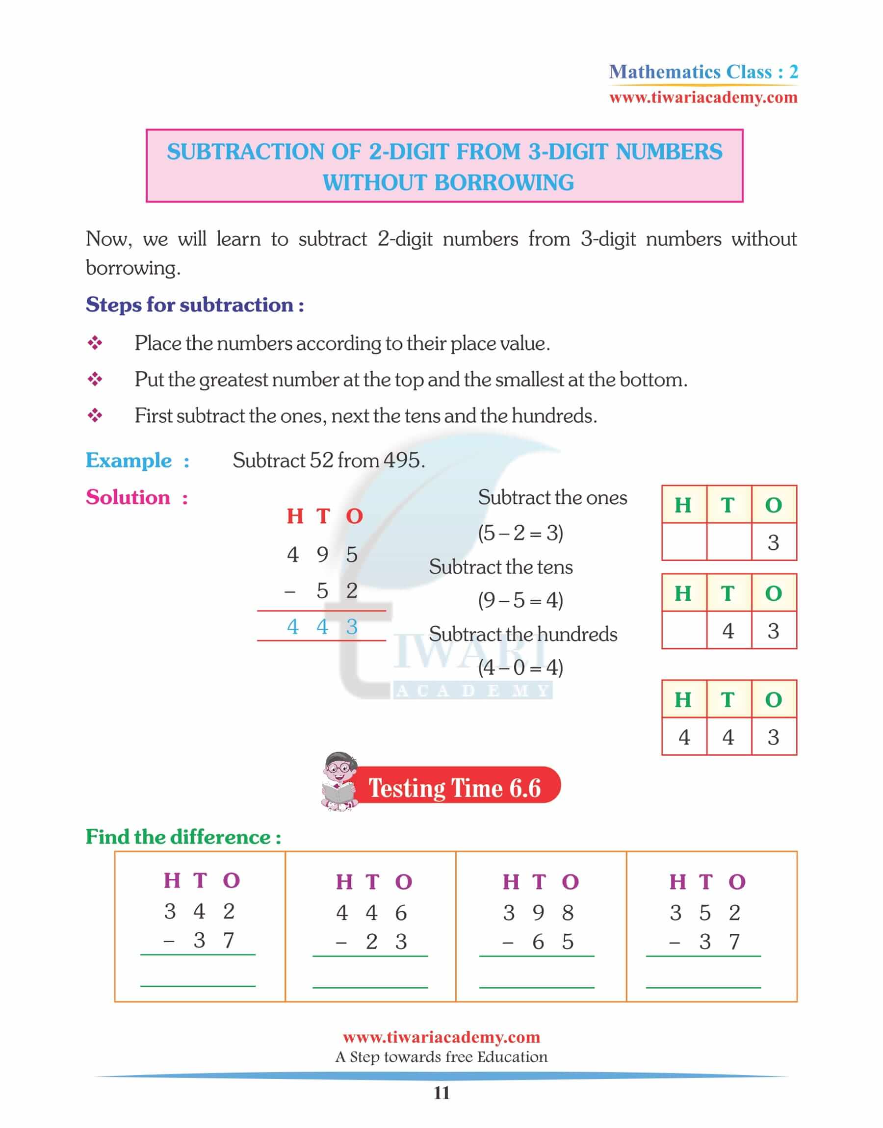 Class 2 Maths Chapter 6 test assignments