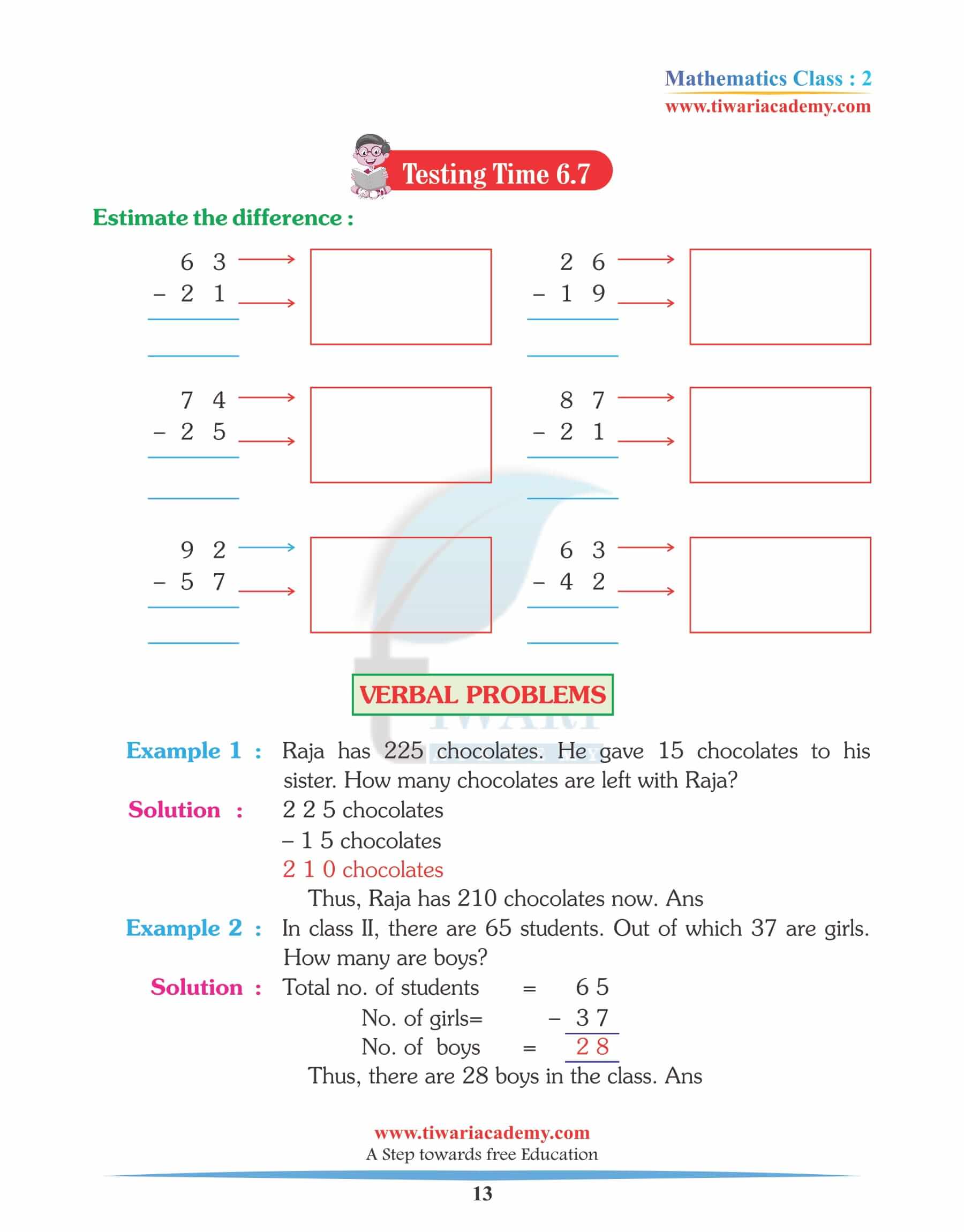 Class 2 Maths Chapter 6 test questions