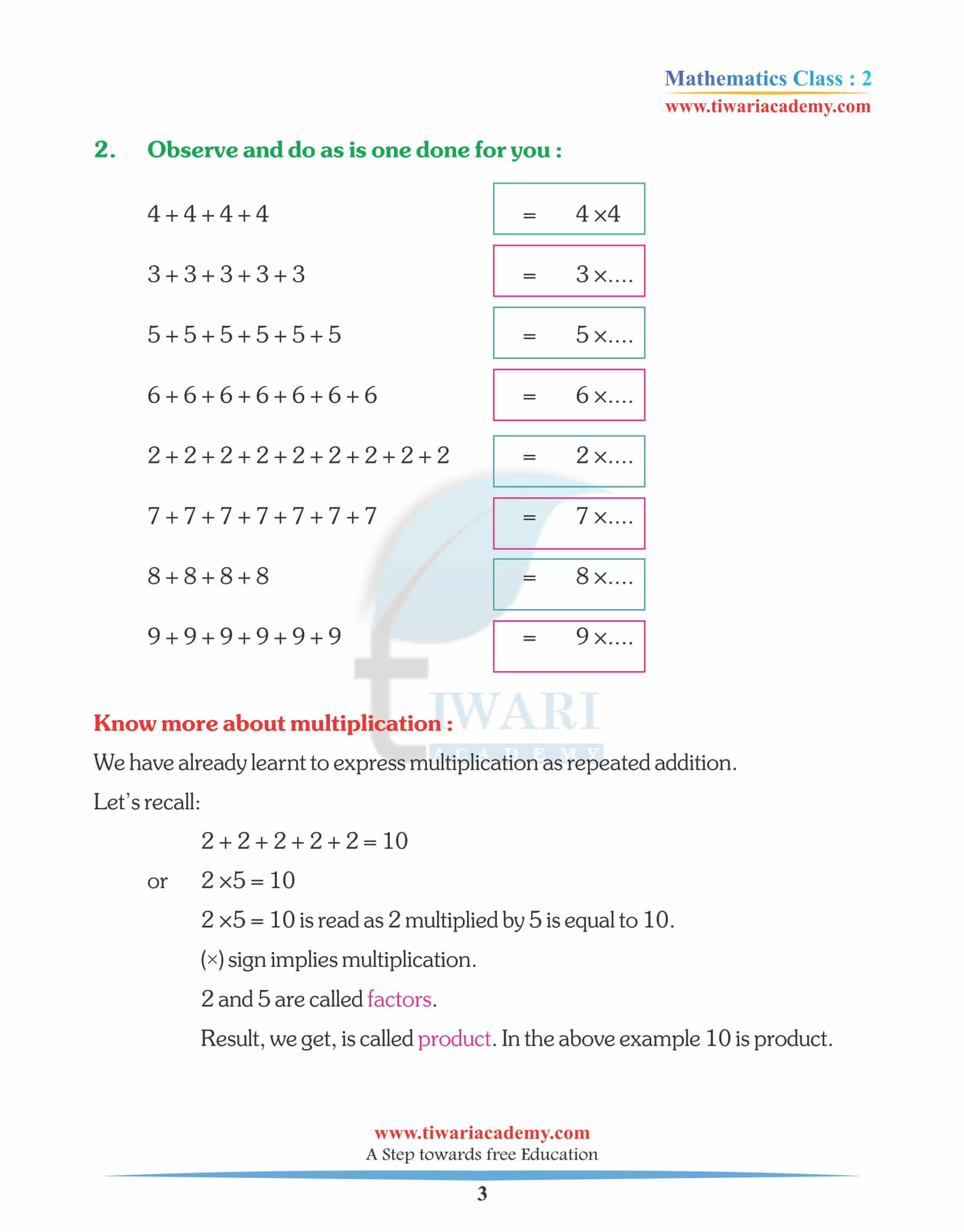 Class 2 Maths Chapter 7 assignments