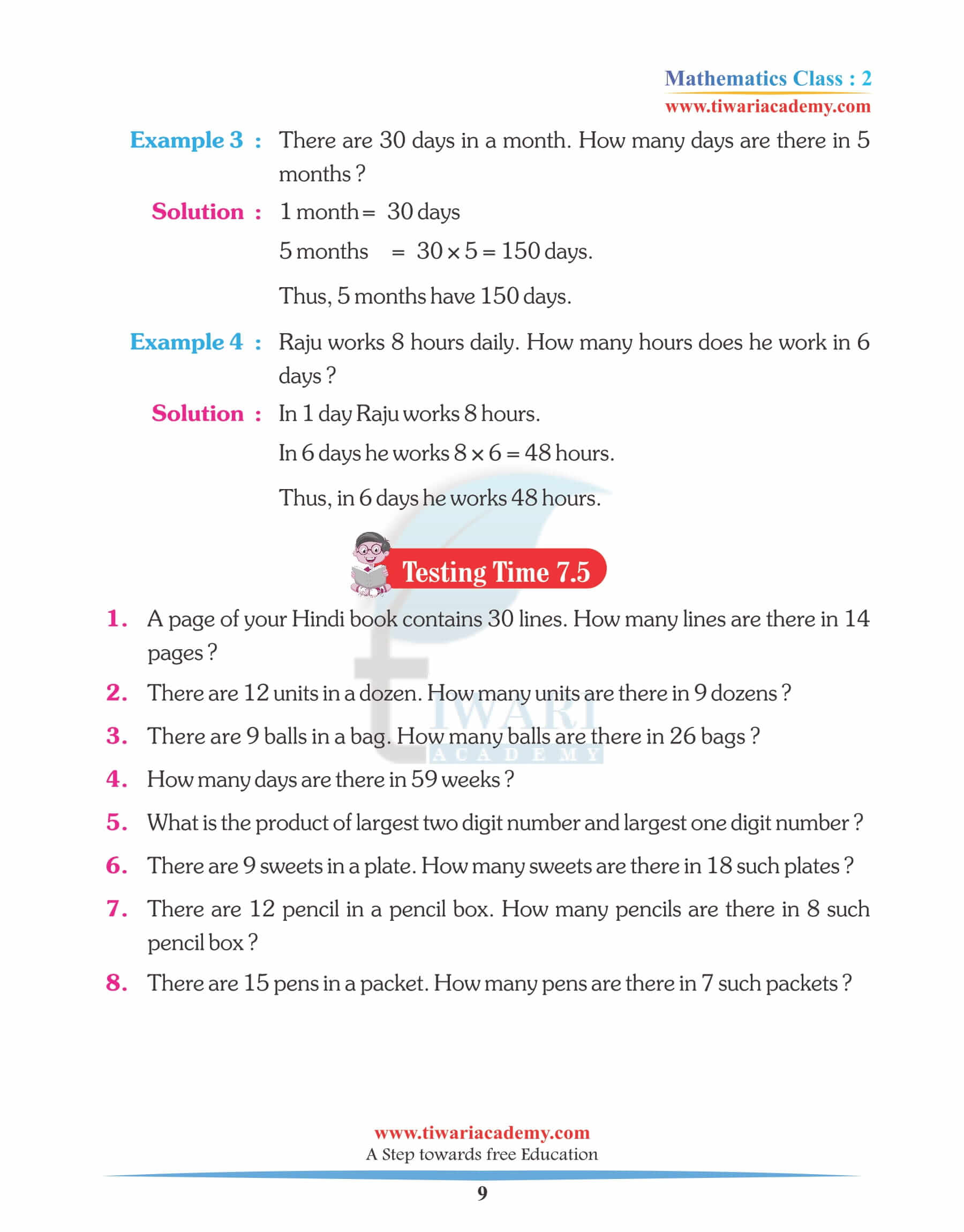 Class 2 Maths Chapter 7 summary