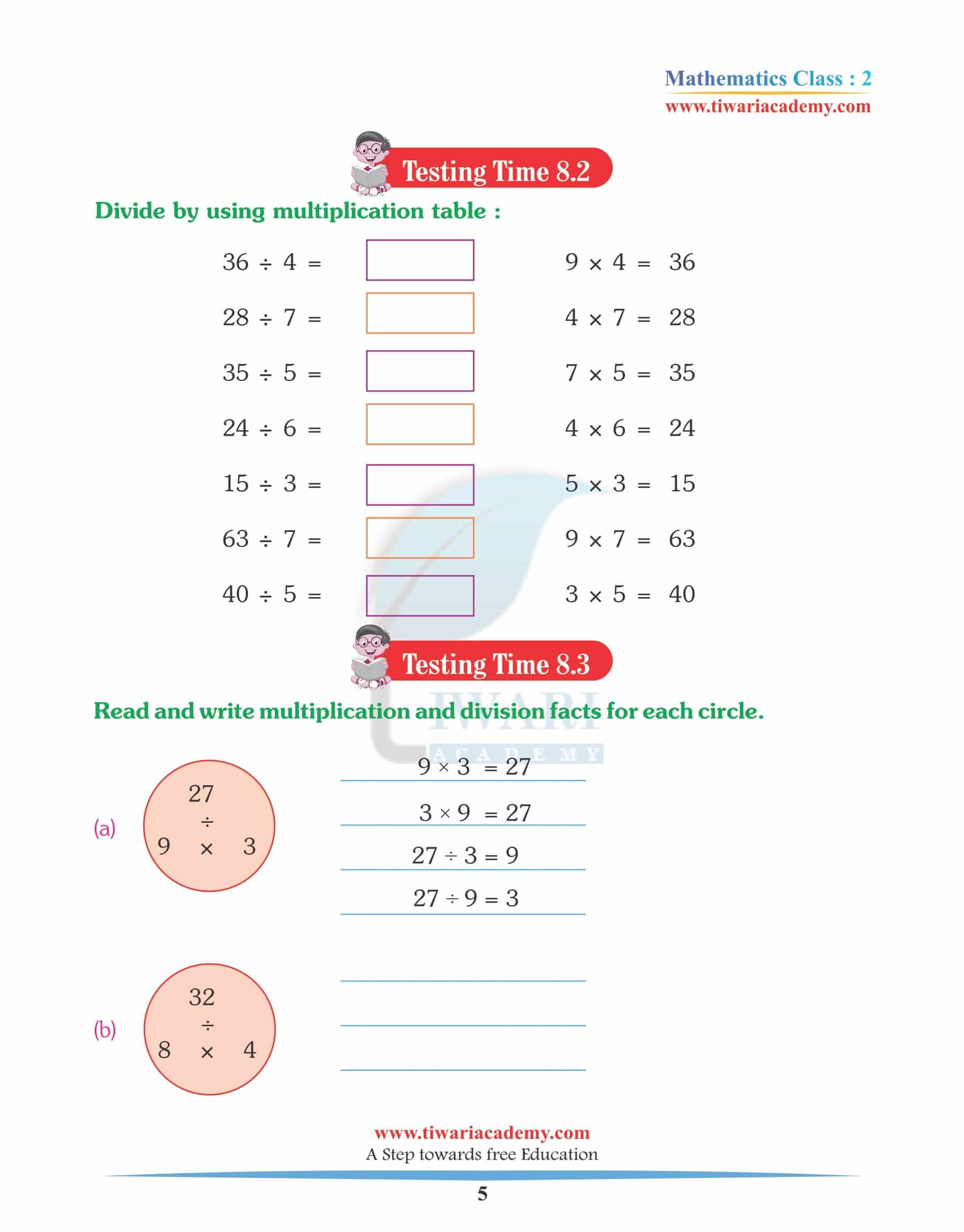Class 2 Maths Chapter 8 worksheet