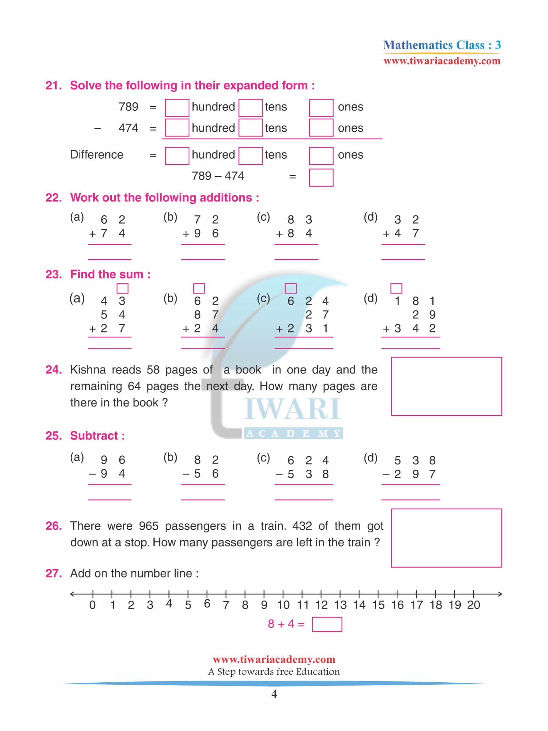 Class 3 Maths Chapter 1 Practice Book