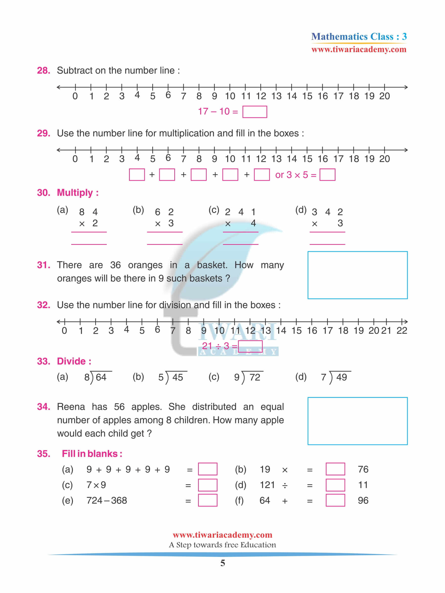 Class 3 Maths Chapter 1 Practice Question answers