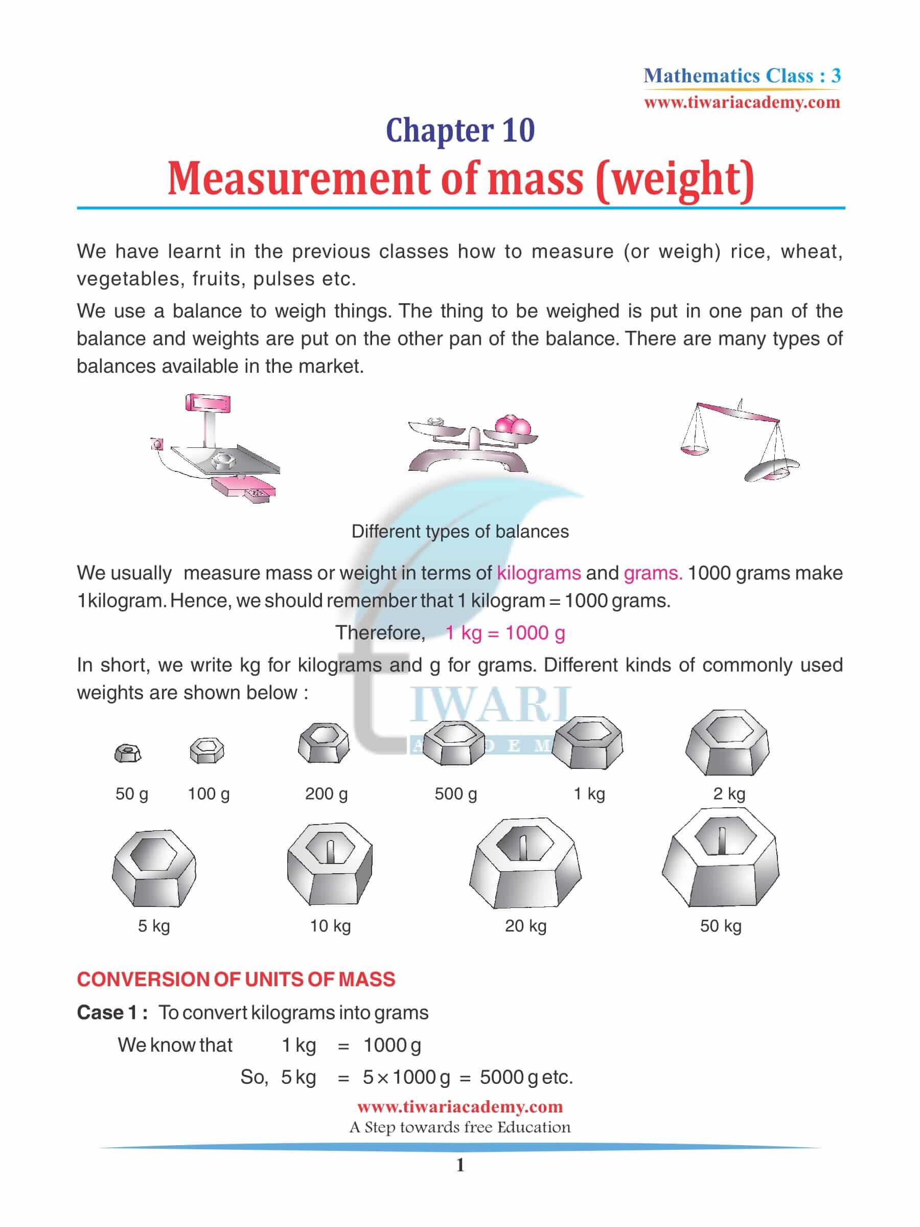 Class 3 Maths Chapter 10 Revision Book