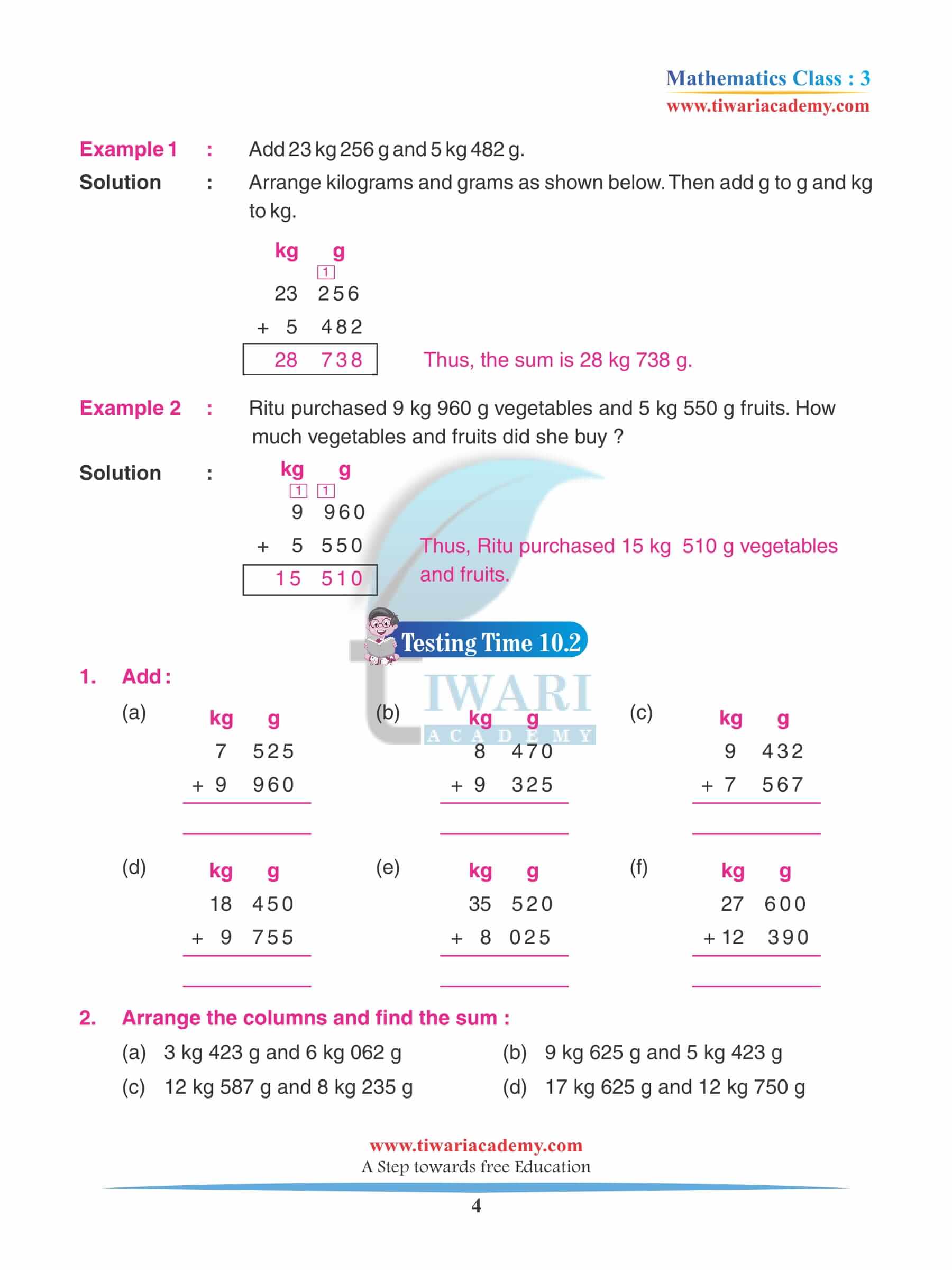 Class 3 Maths Chapter 10 Practice