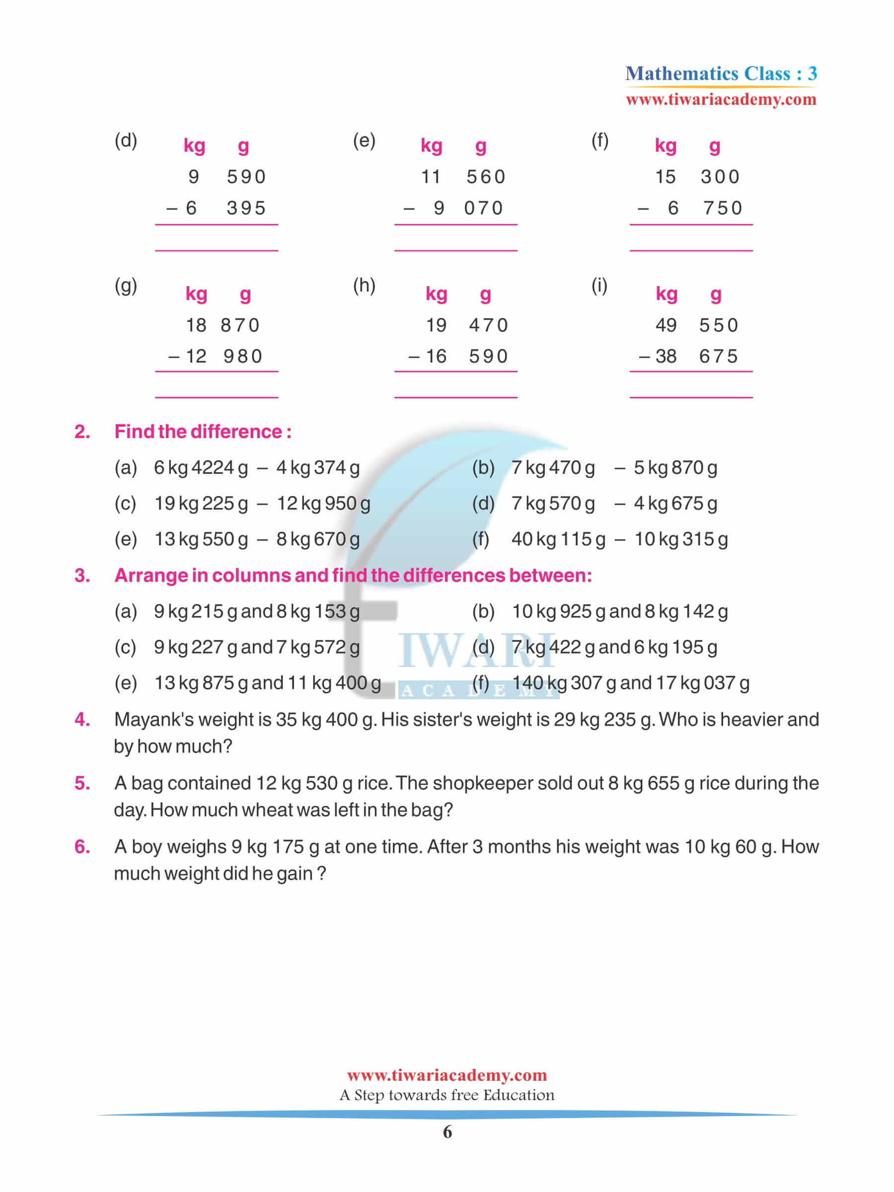 Class 3 Maths Chapter 10 Practice Exercises