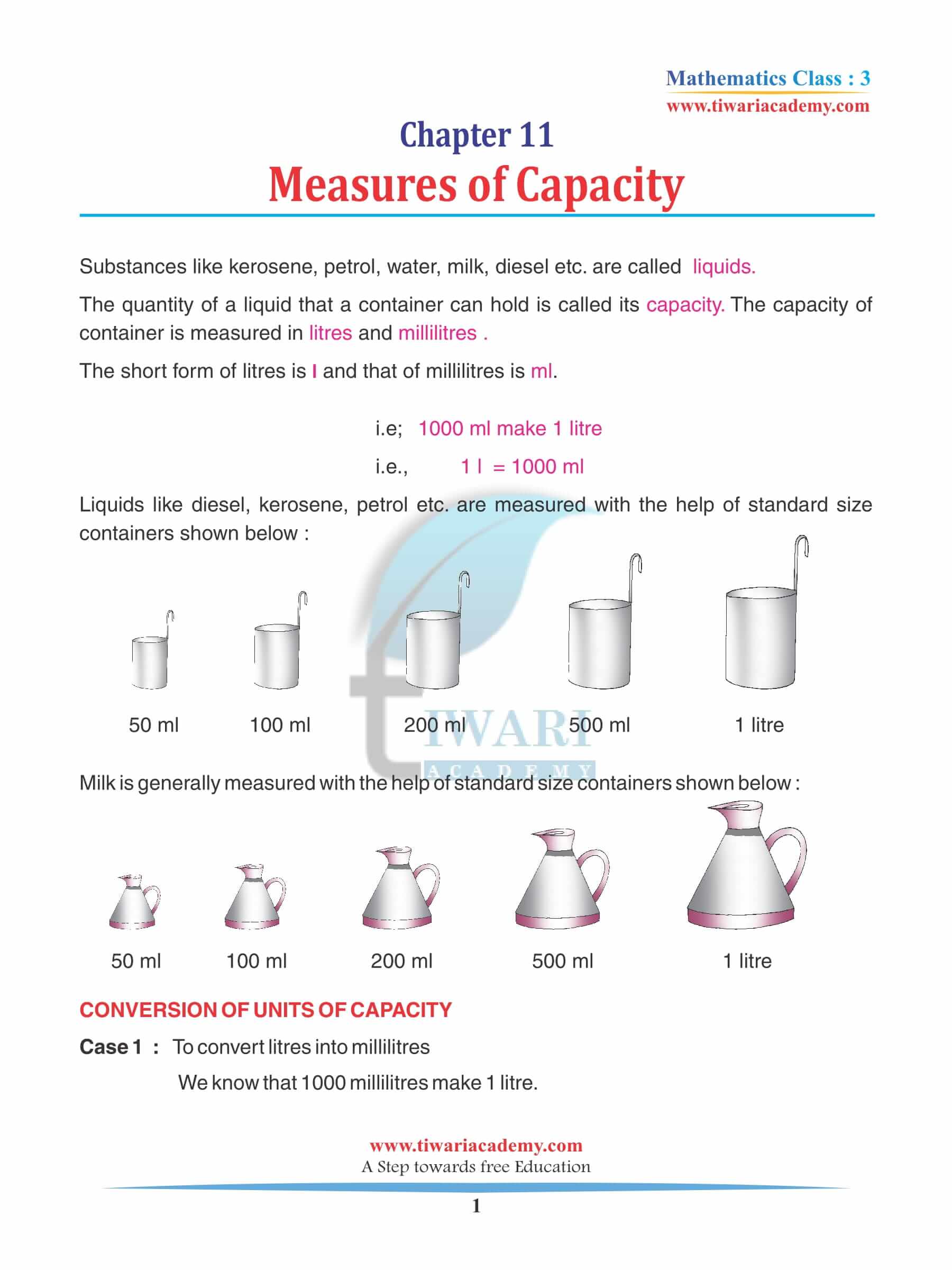 Class 3 Maths Chapter 11 Revision Book