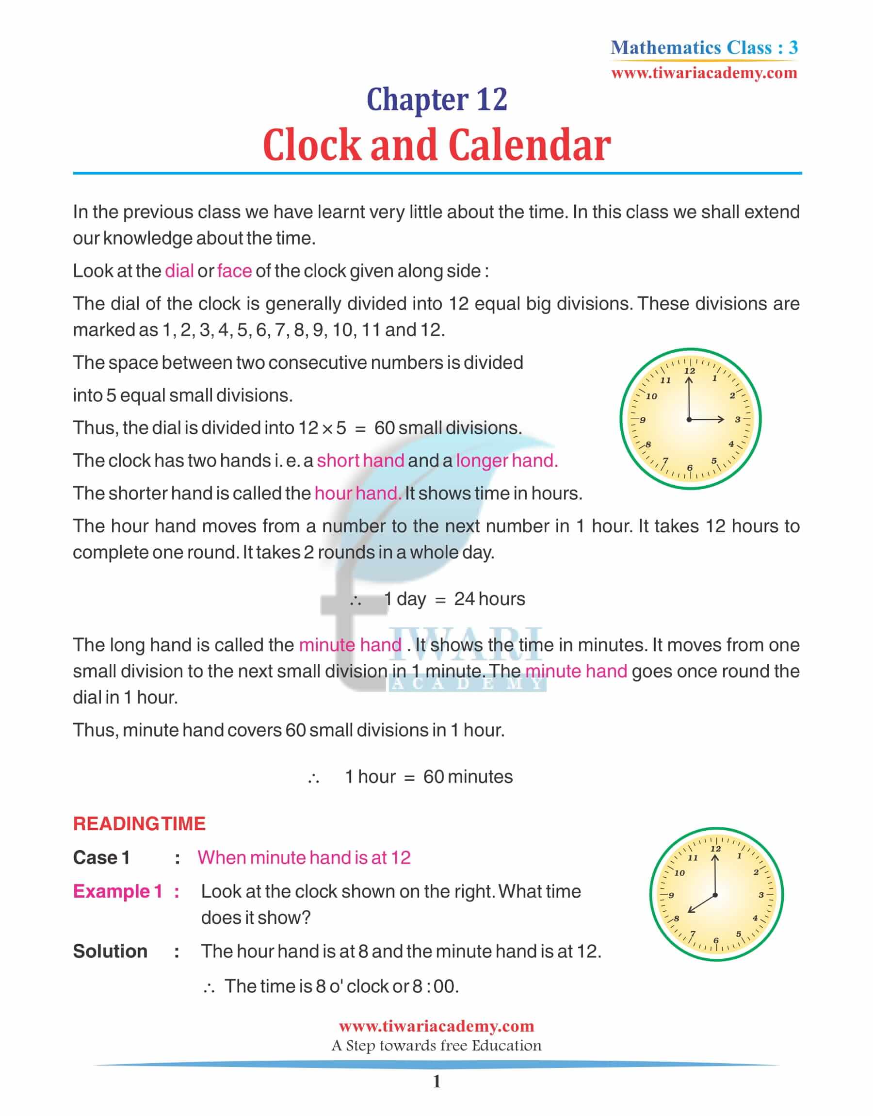 Class 3 Maths Chapter 12 Revision Book