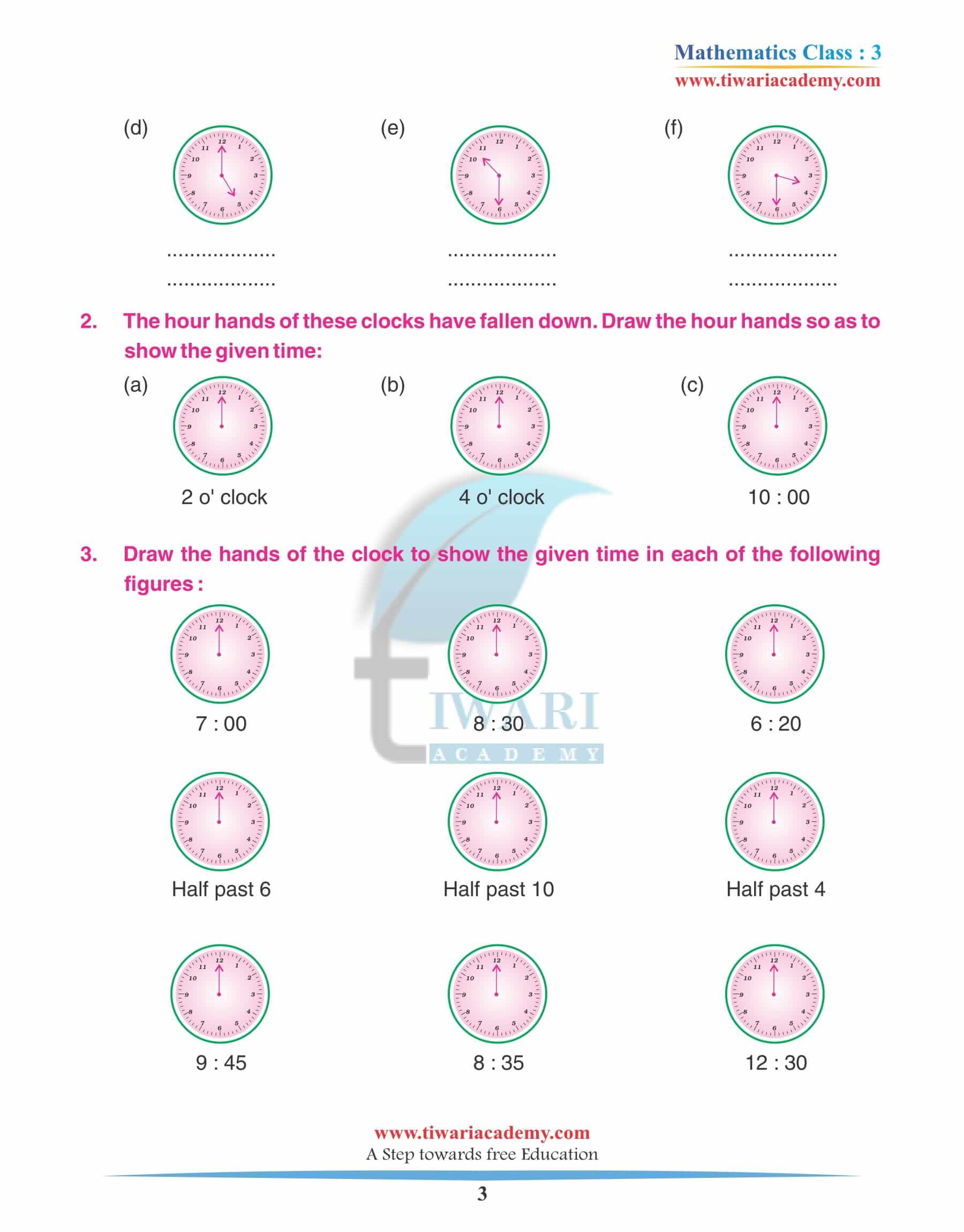 Class 3 Maths Chapter 12 Revision Exercises