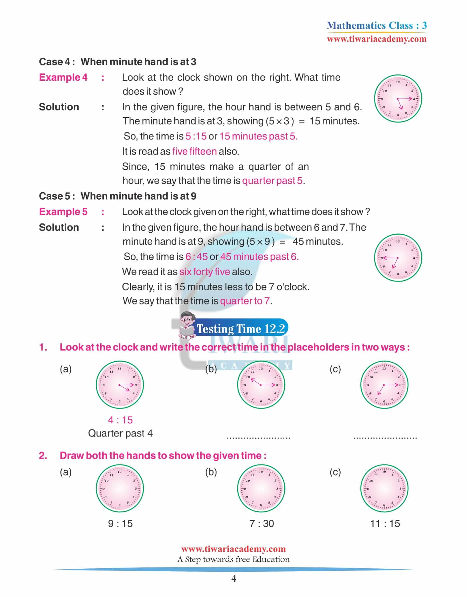 Class 3 Maths Chapter 12 Revision Assignments