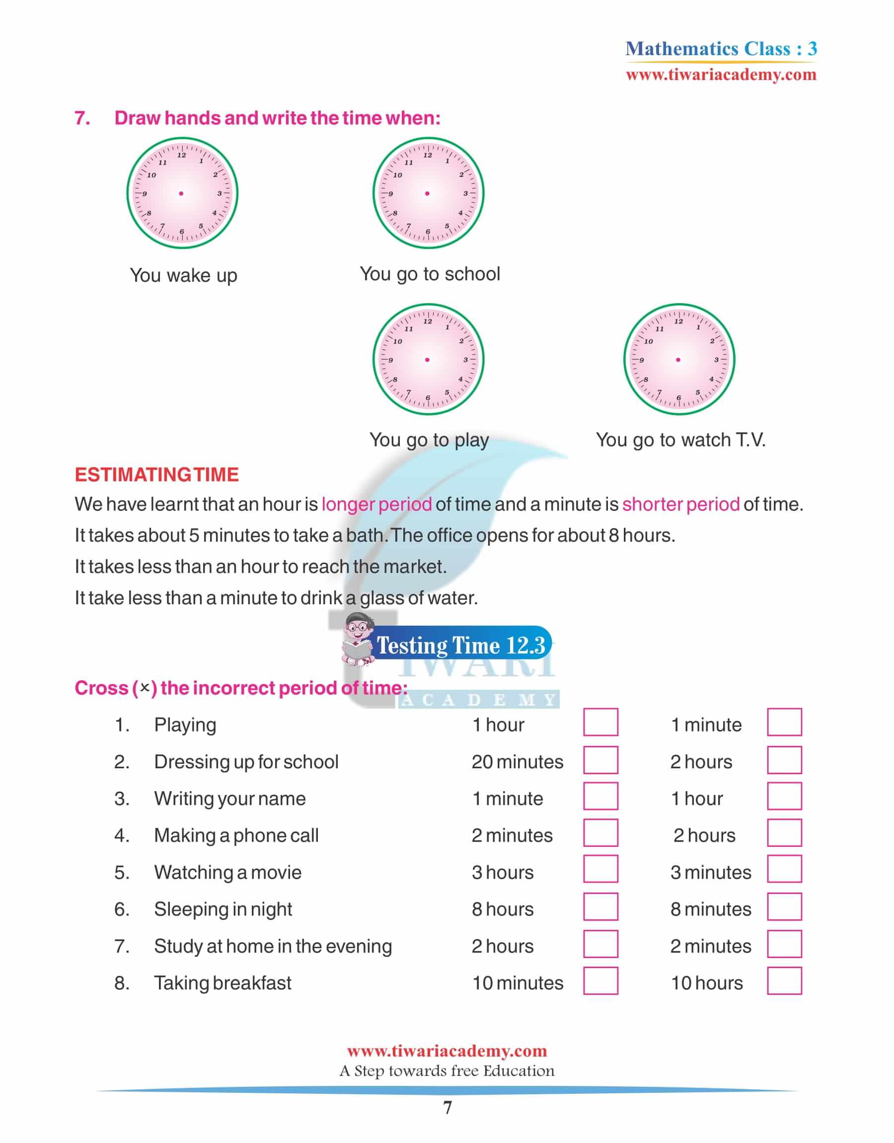 Class 3 Maths Chapter 12 Practice Exercises