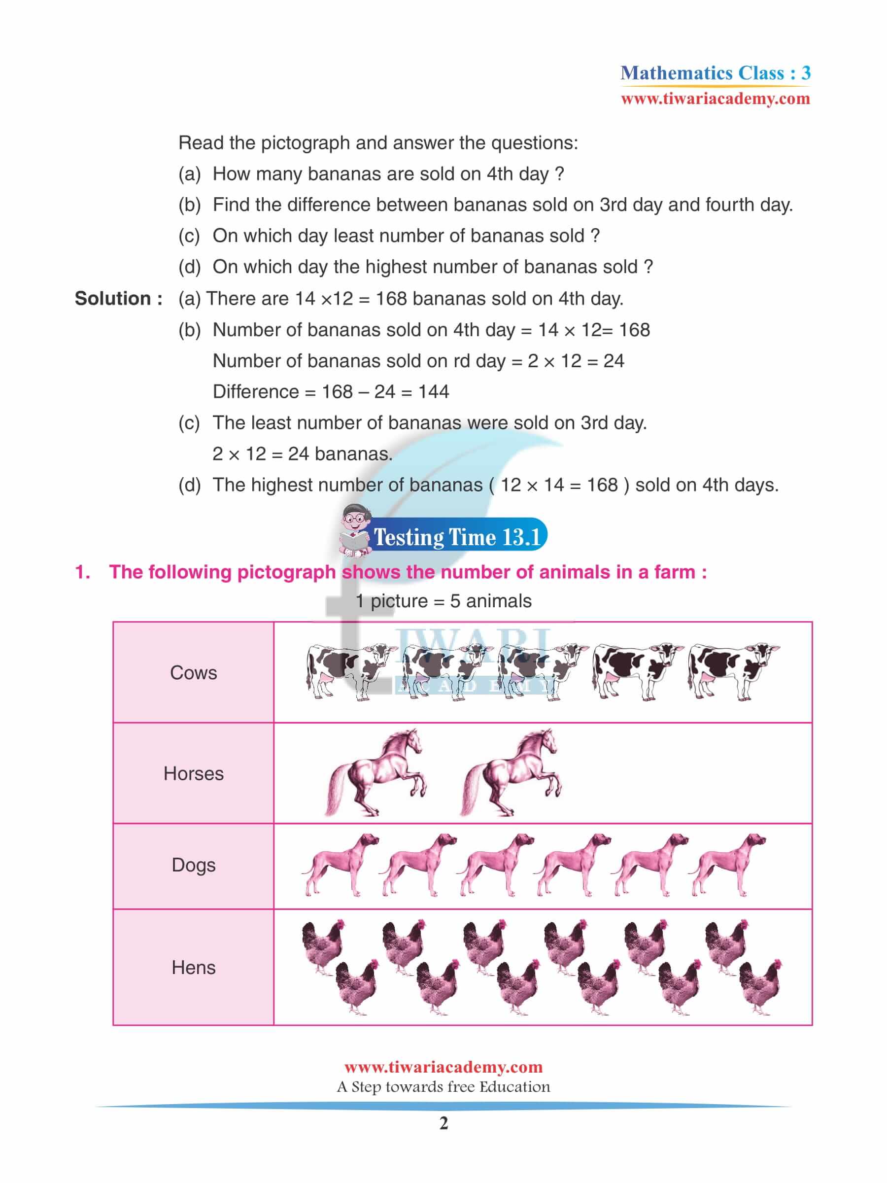 Class 3 Maths Chapter 13 Revision Questions